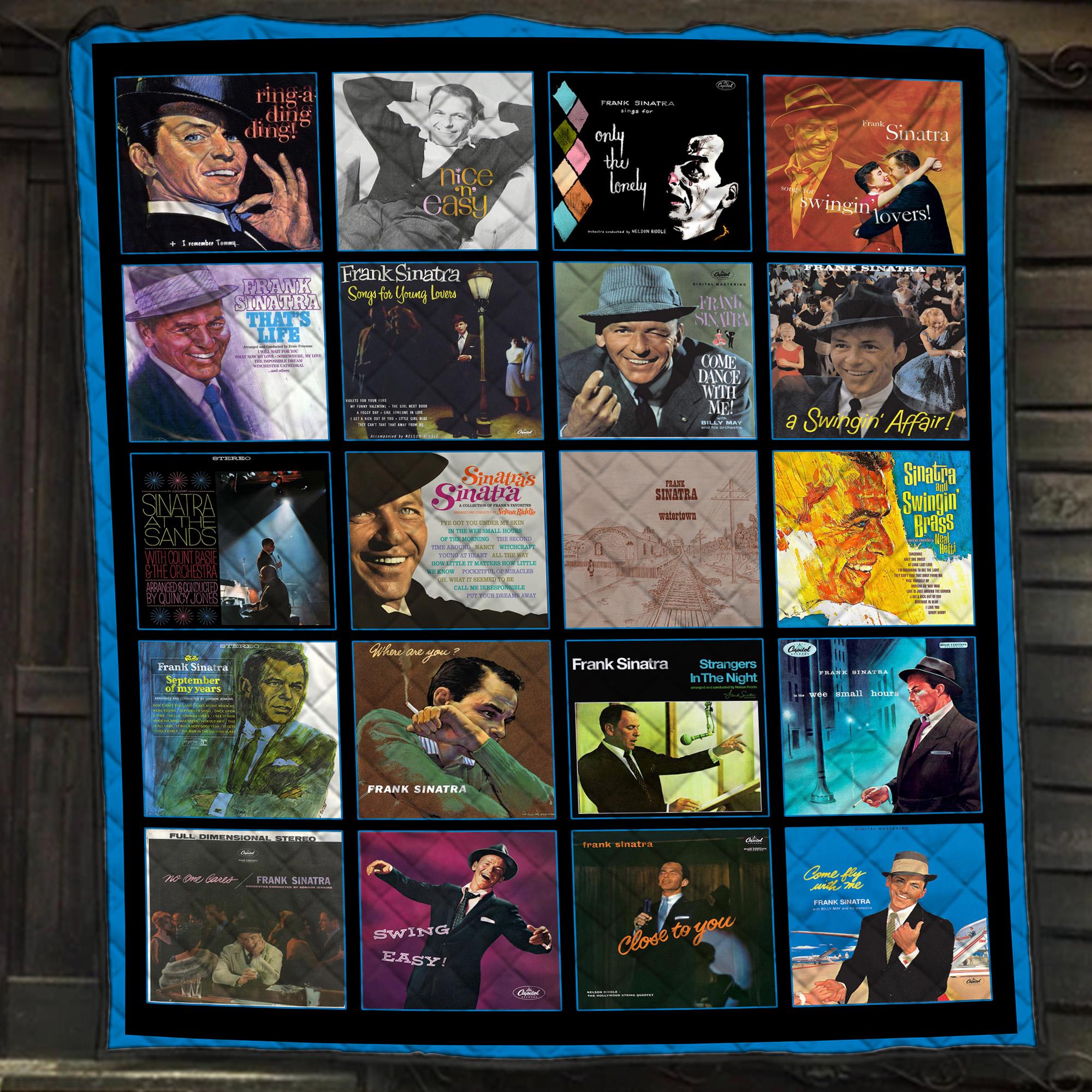 Frank Sinatra Album Collage Blanket, Vintage Jazz Music, Retro Vinyl Quilt
