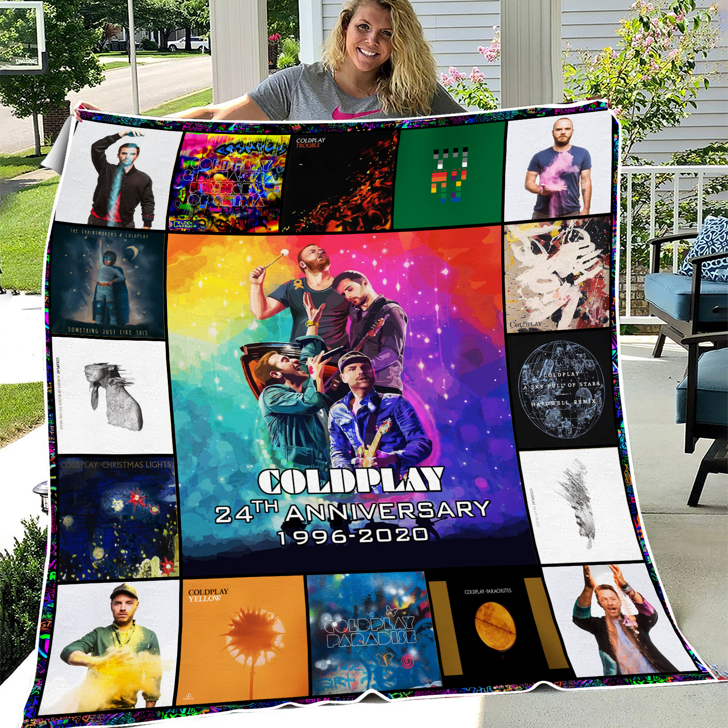 Coldplay Anniversary Fleece Blanket | Music Lover Gift | Music Tour Merch