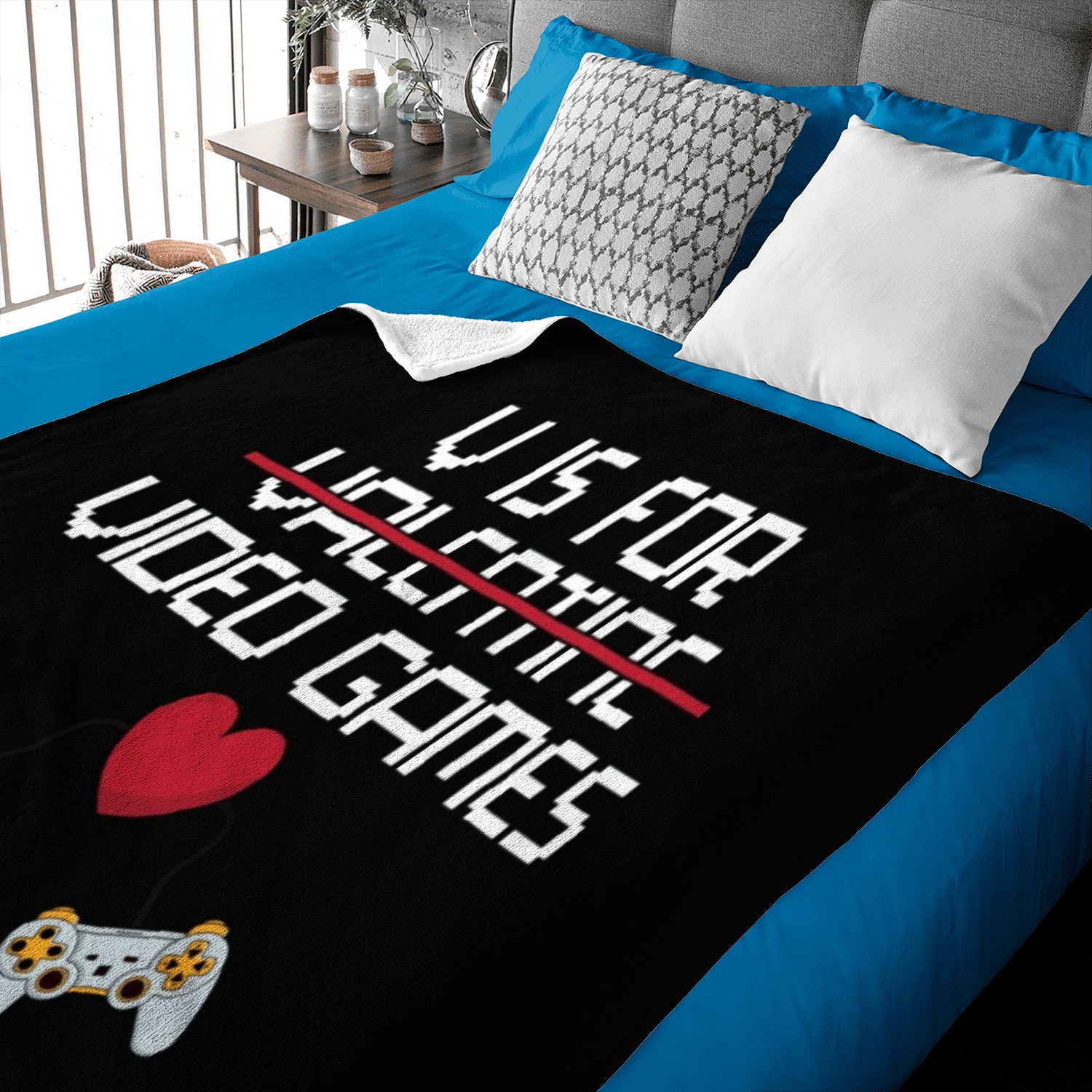 V is for video games on valentine day Baby Blankets