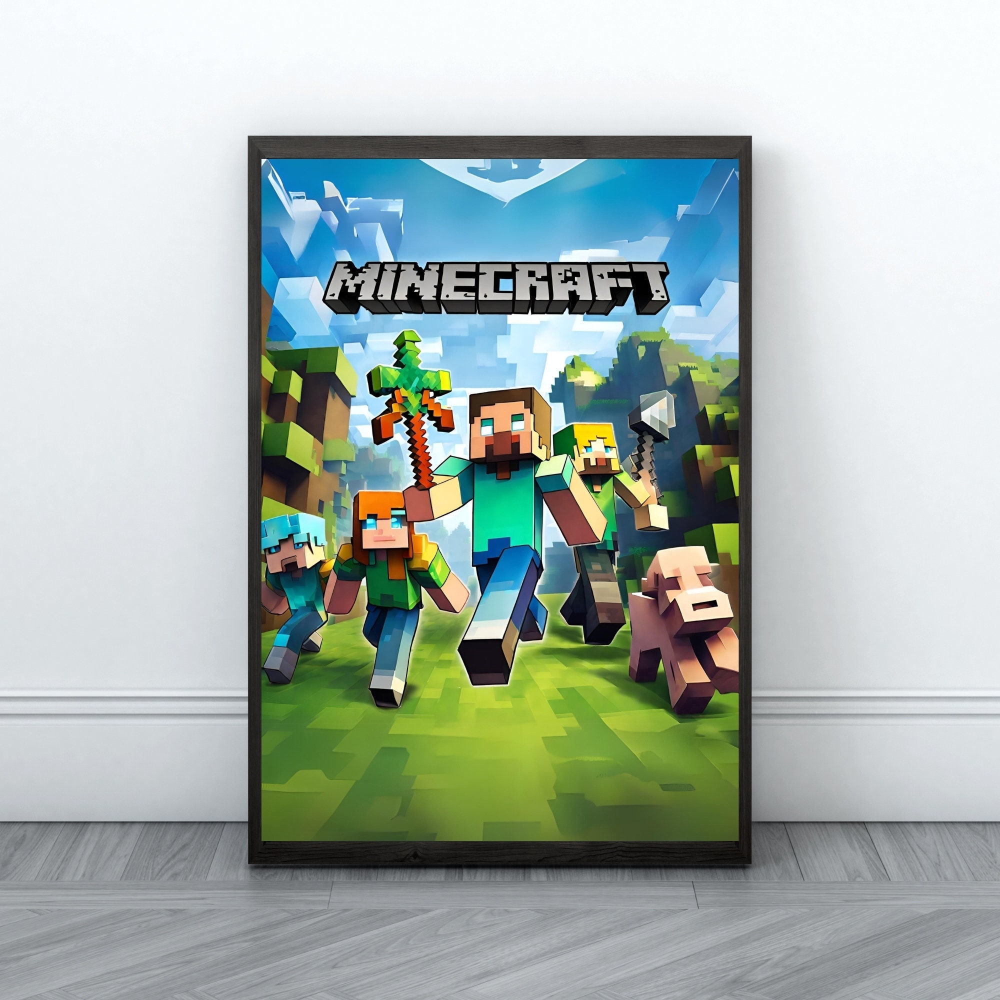 Minecraft Prints, Creeper, Steve, Zombie,Nursery Decor, Video Game Digital Print, Kids Room Decor Wall Art Playroom, Minecraft Wall Art