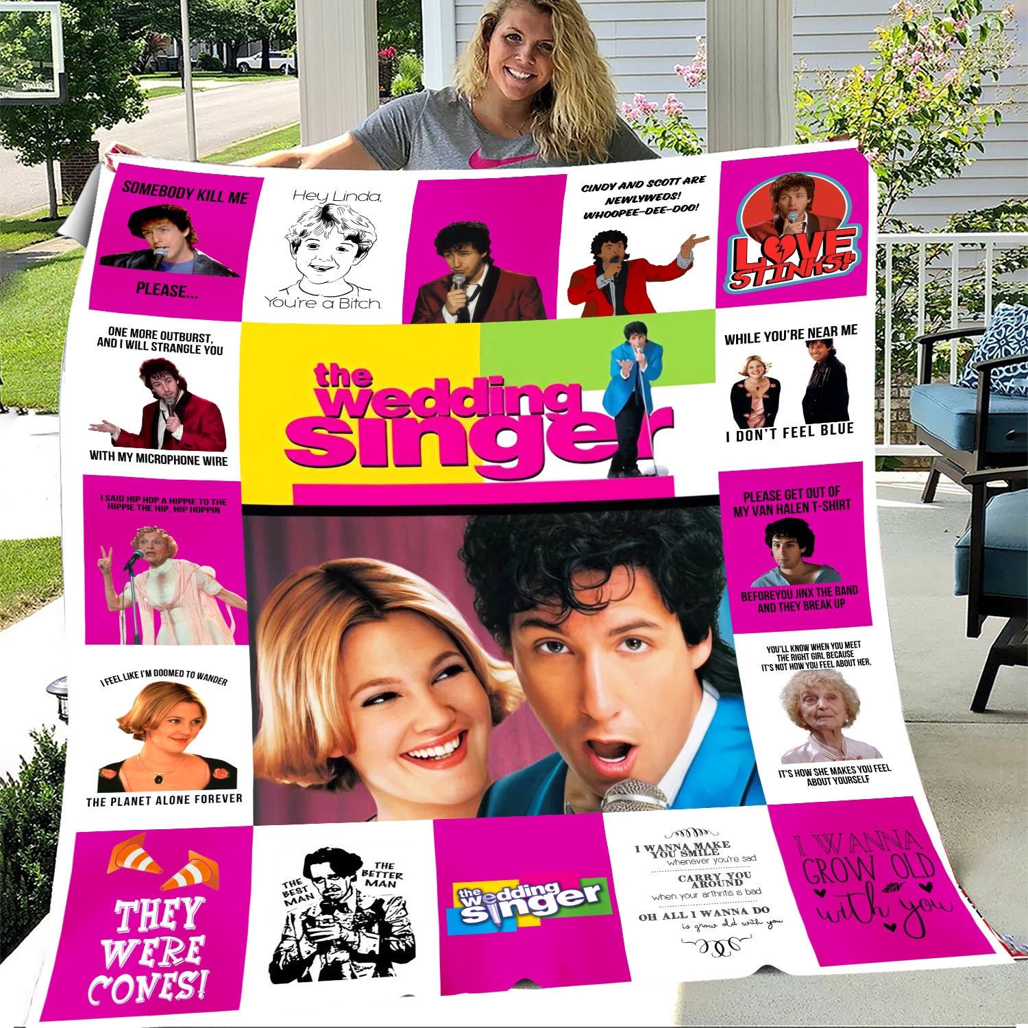 The Wedding Singer Blankets, Robbie and Julia Quilt Blanket