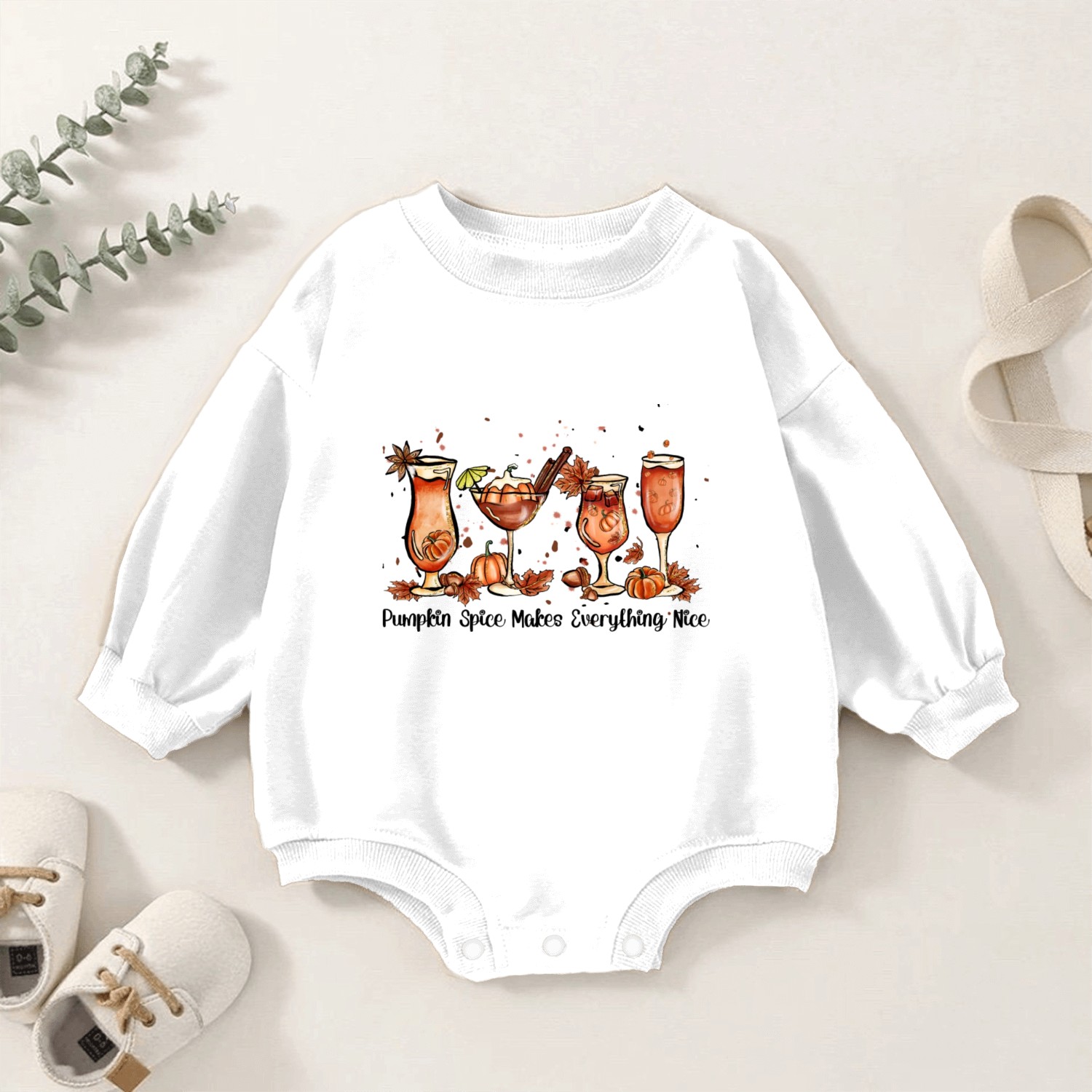 Pumpkin Spice Makes Everything Nice, Pumpkin wine Baby Romper Sweatshirts