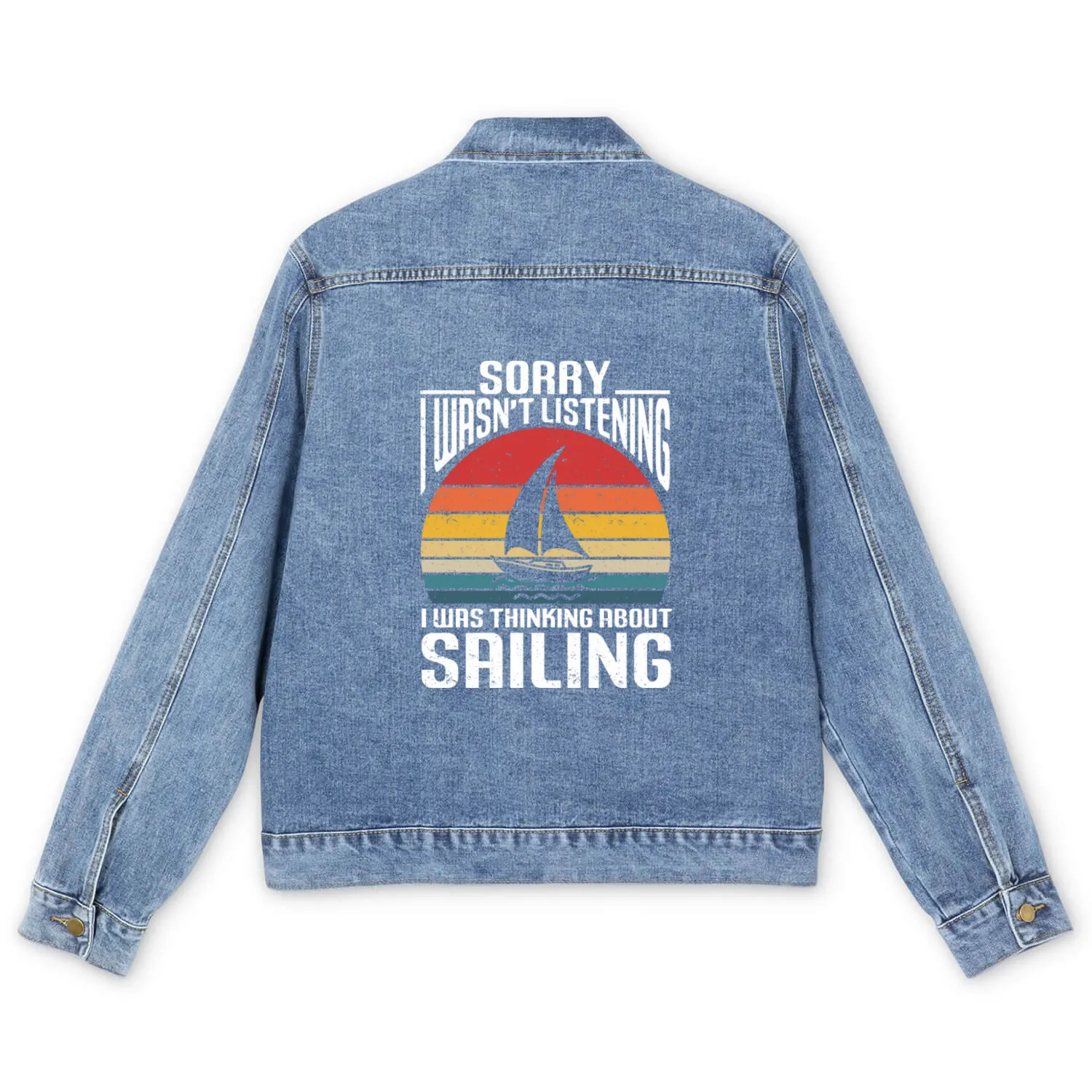 Sailing Gift Sailboat Boating Captain Best Sailor Men's Denim Jackets