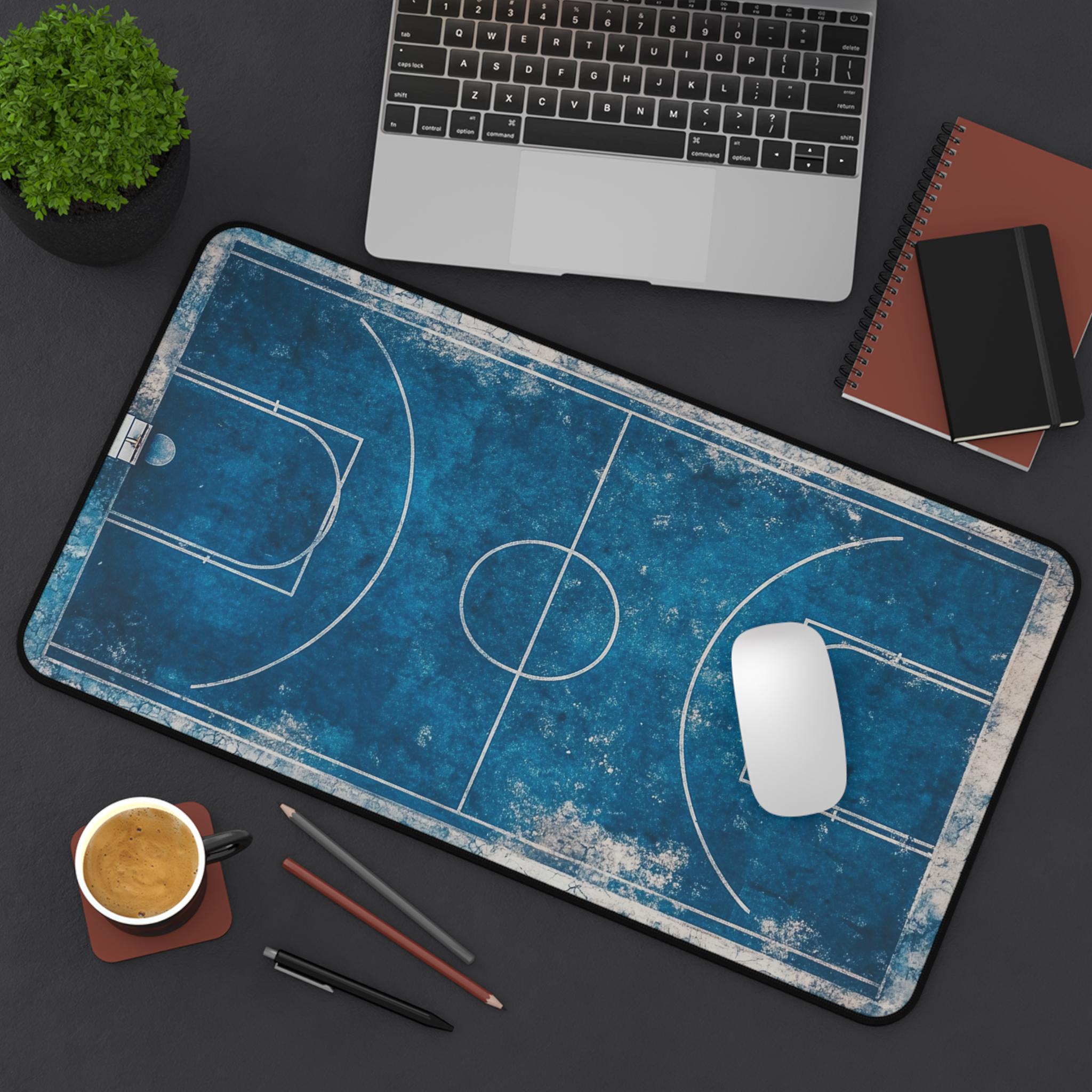 Basketball Court Desk Mat, Sports Office Decor, Neoprene Mouse Pad