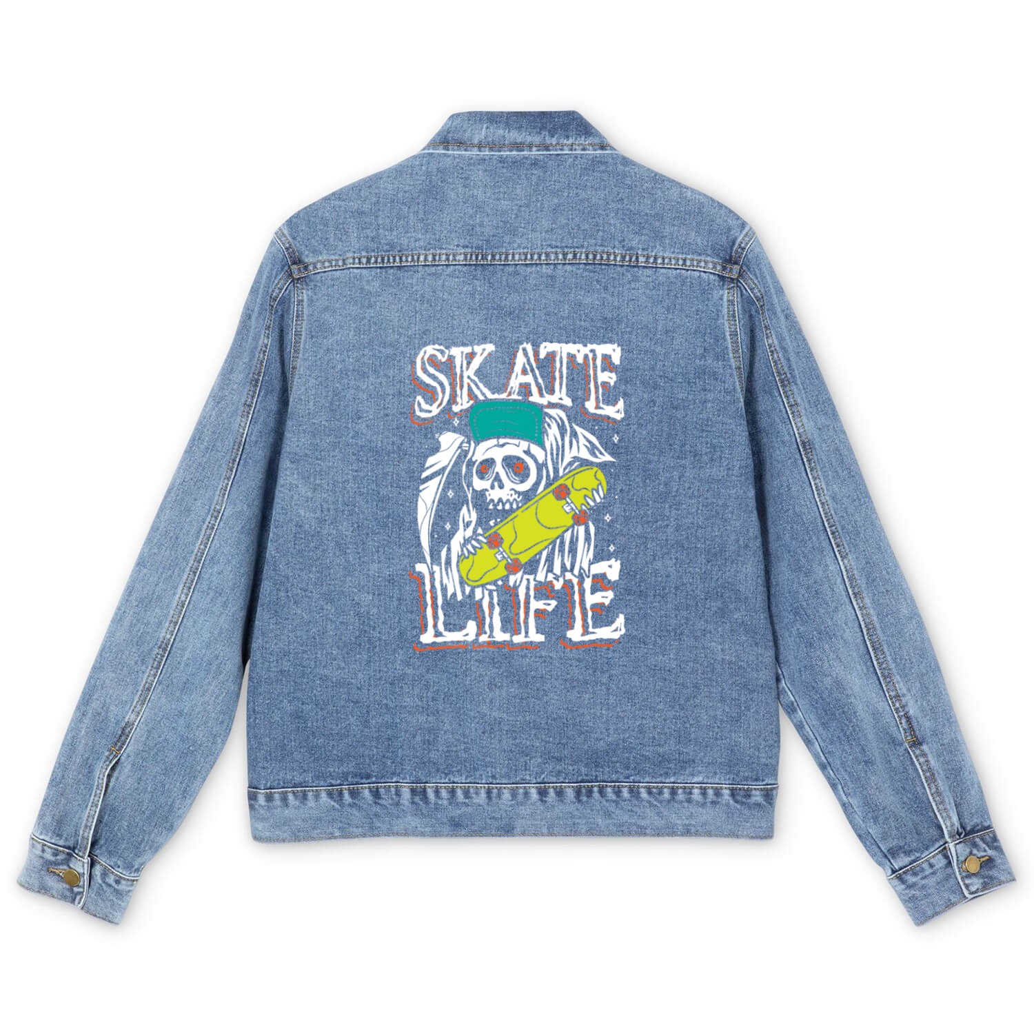 Skate life | rolling punk skull Men's Denim Jackets