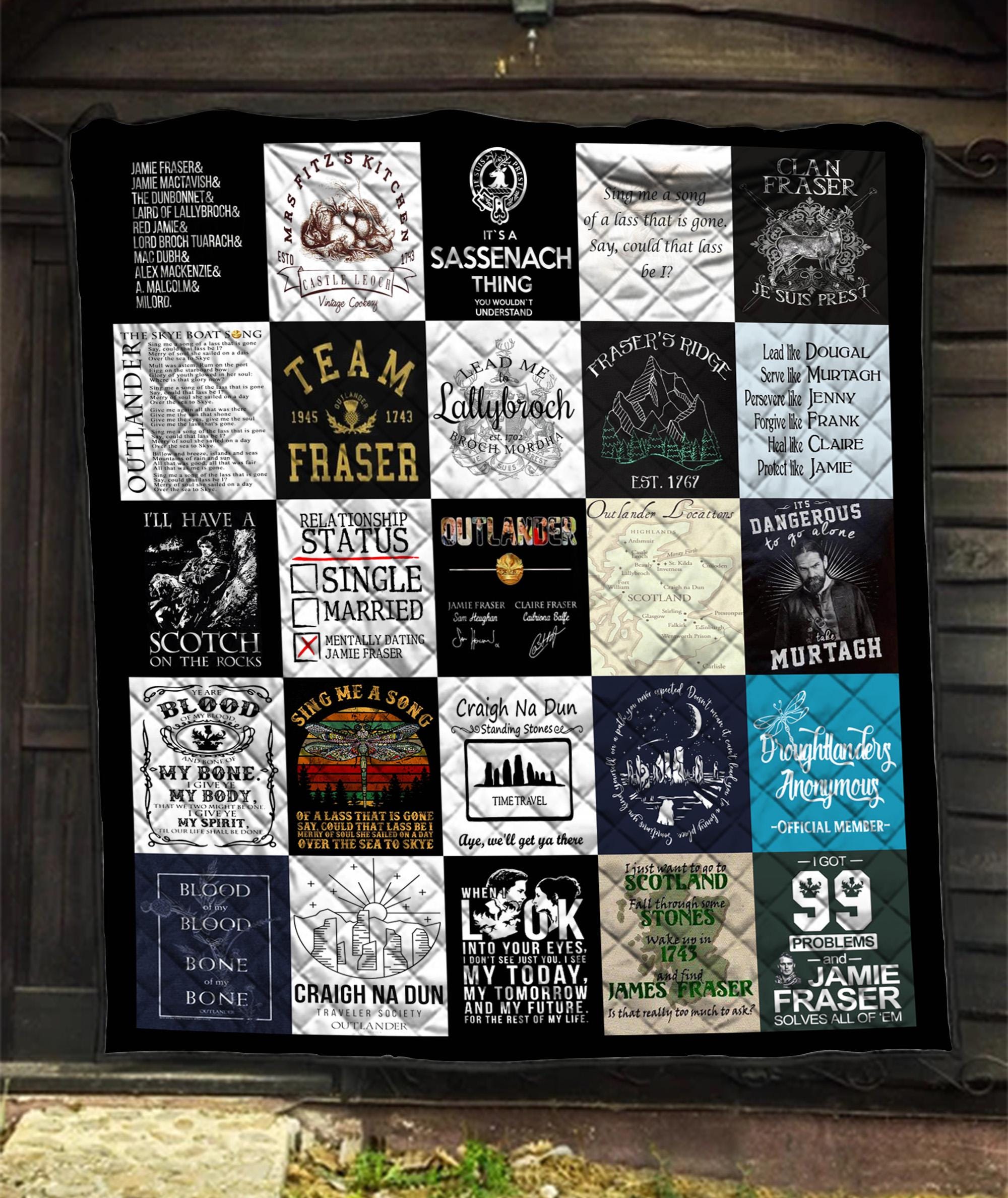 Outlander Jamie Claire Highland Romance Fleece Blanket, Scottish Inspired Throw