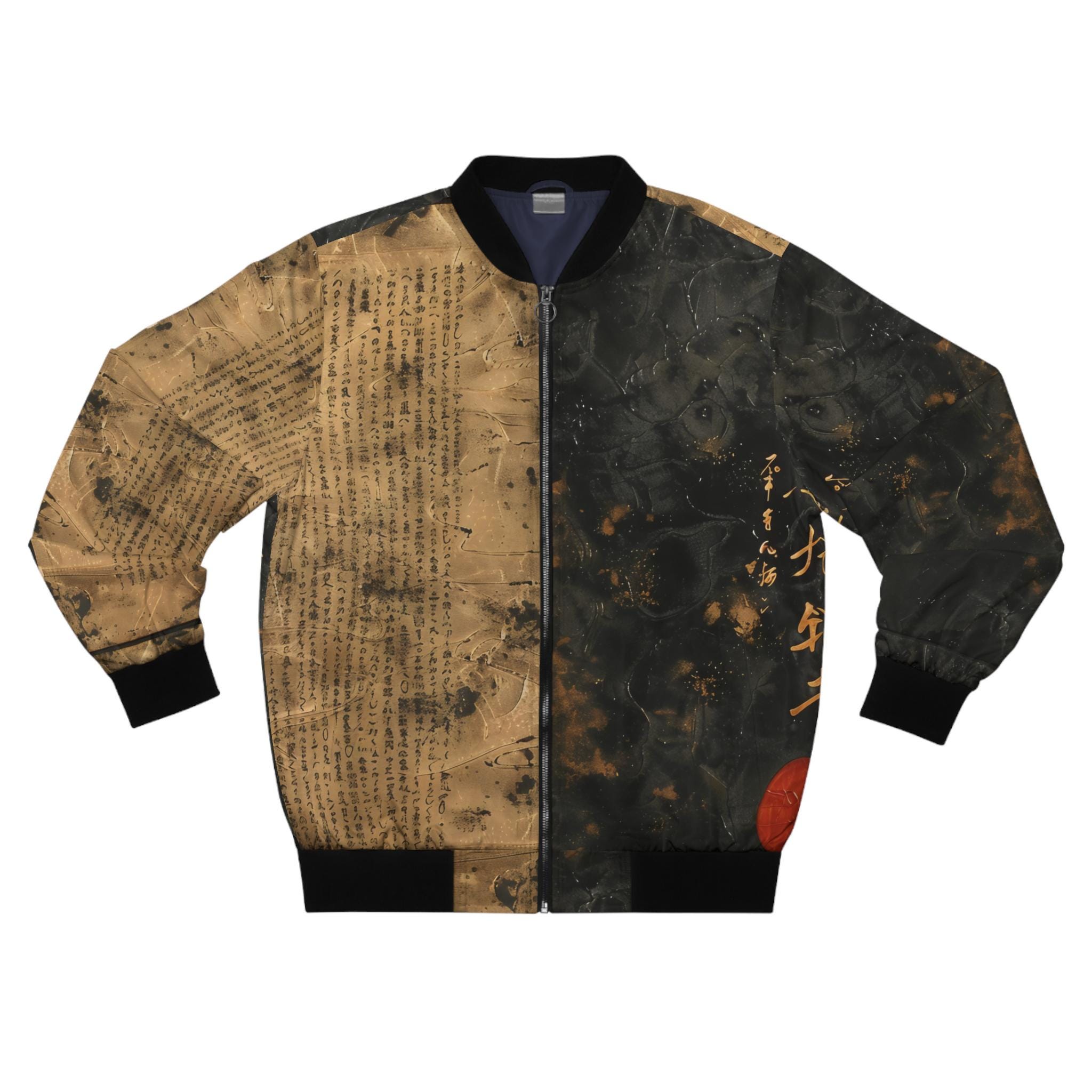 Vintage Japanese Streetwear Men's Bomber Jacket (AOP),Japanese Aesthetic Jacket ,Fashionable japanese bomber jacket