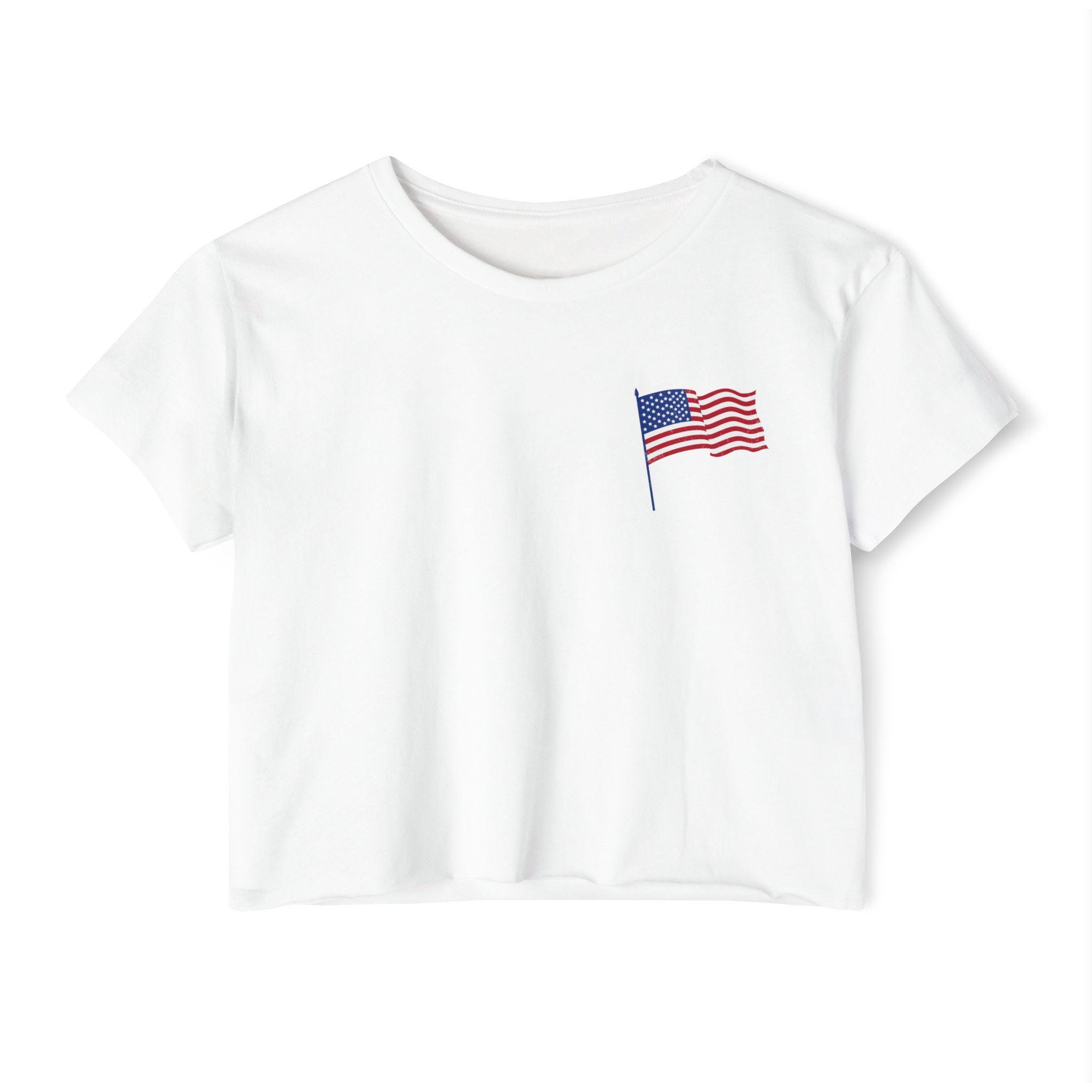Patriotic Burger Crop Top - USA Flag Summer BBQ Tee for Independence Day