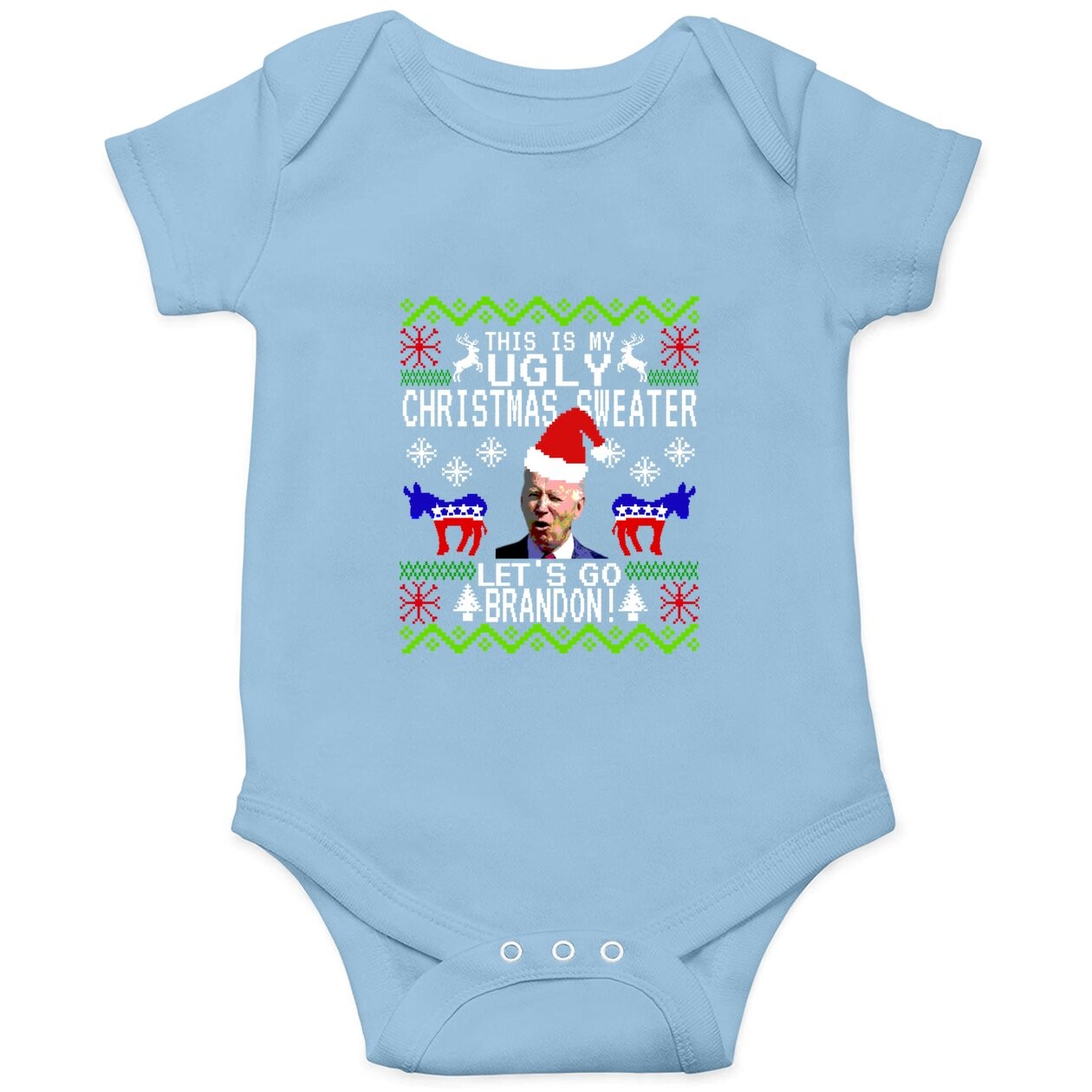 Let's Go Brandon Ugly Christmas Baby Bodysuit