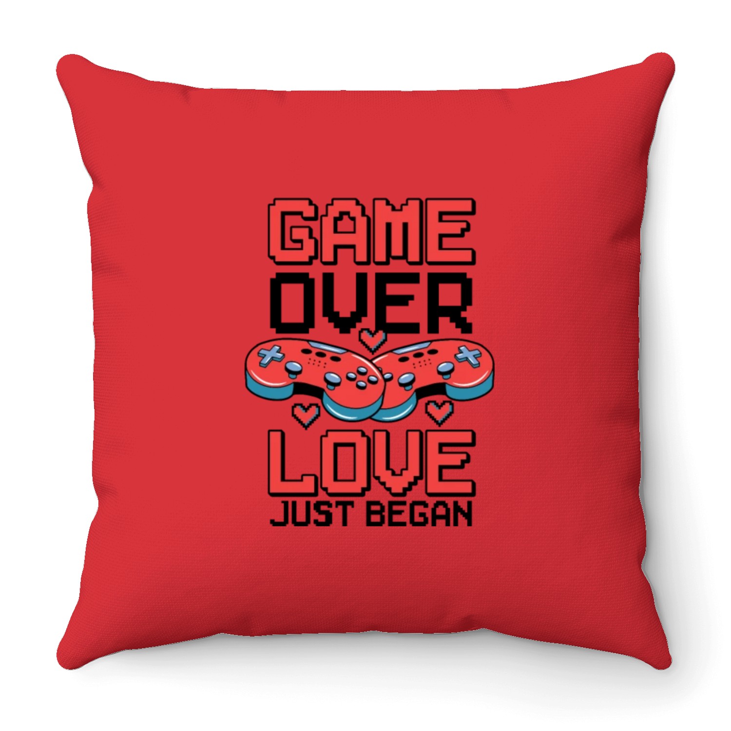 Valentine's Day Gamer Playing Video Game Couples Throw Pillows
