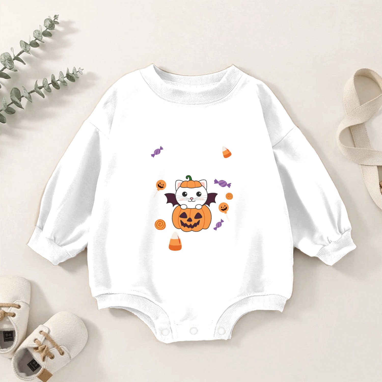 Cat Halloween Trade Brother For Candy Baby Romper Sweatshirts