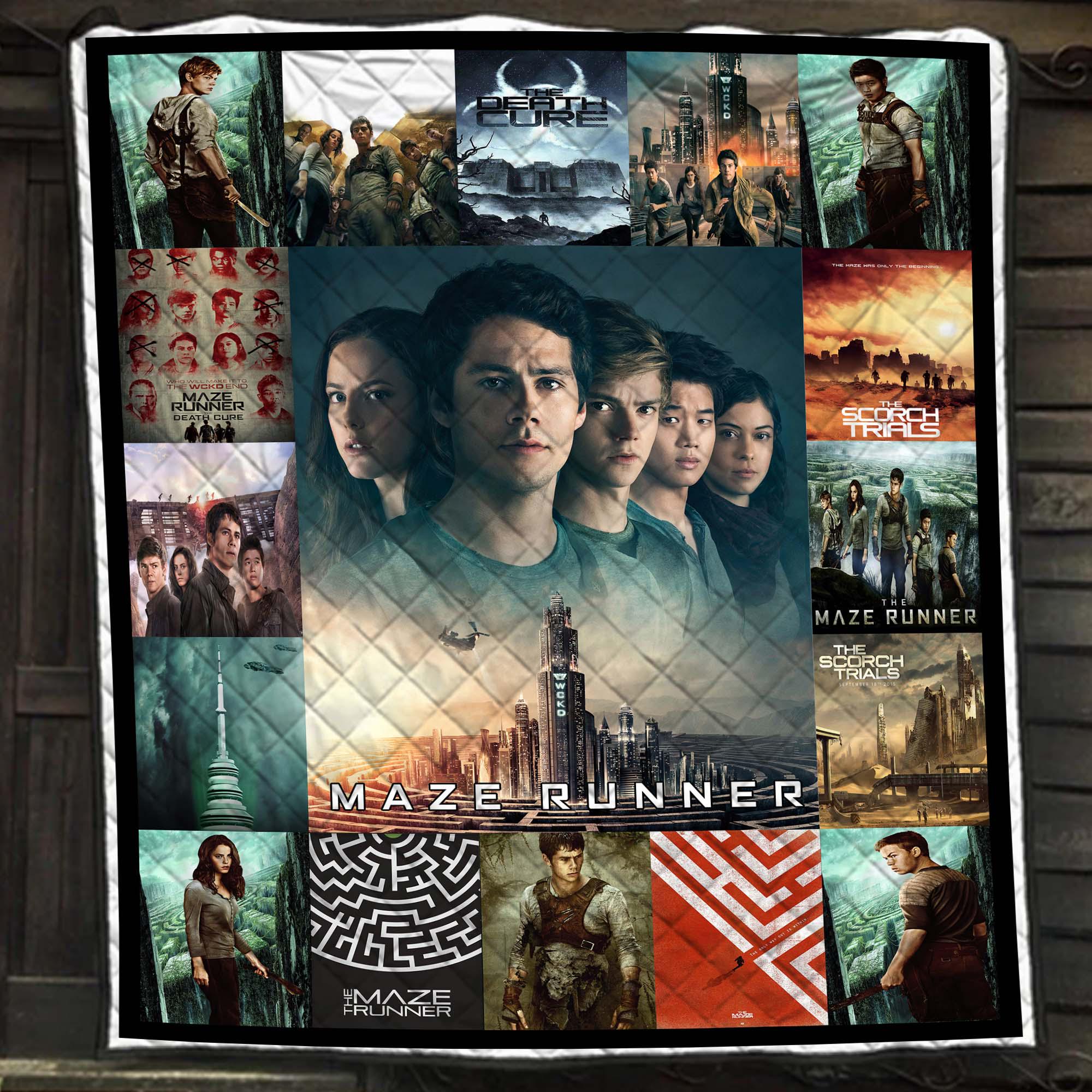 Maze Runner Movie Collage Blanket, Dystopian Sci-Fi Film Quilt