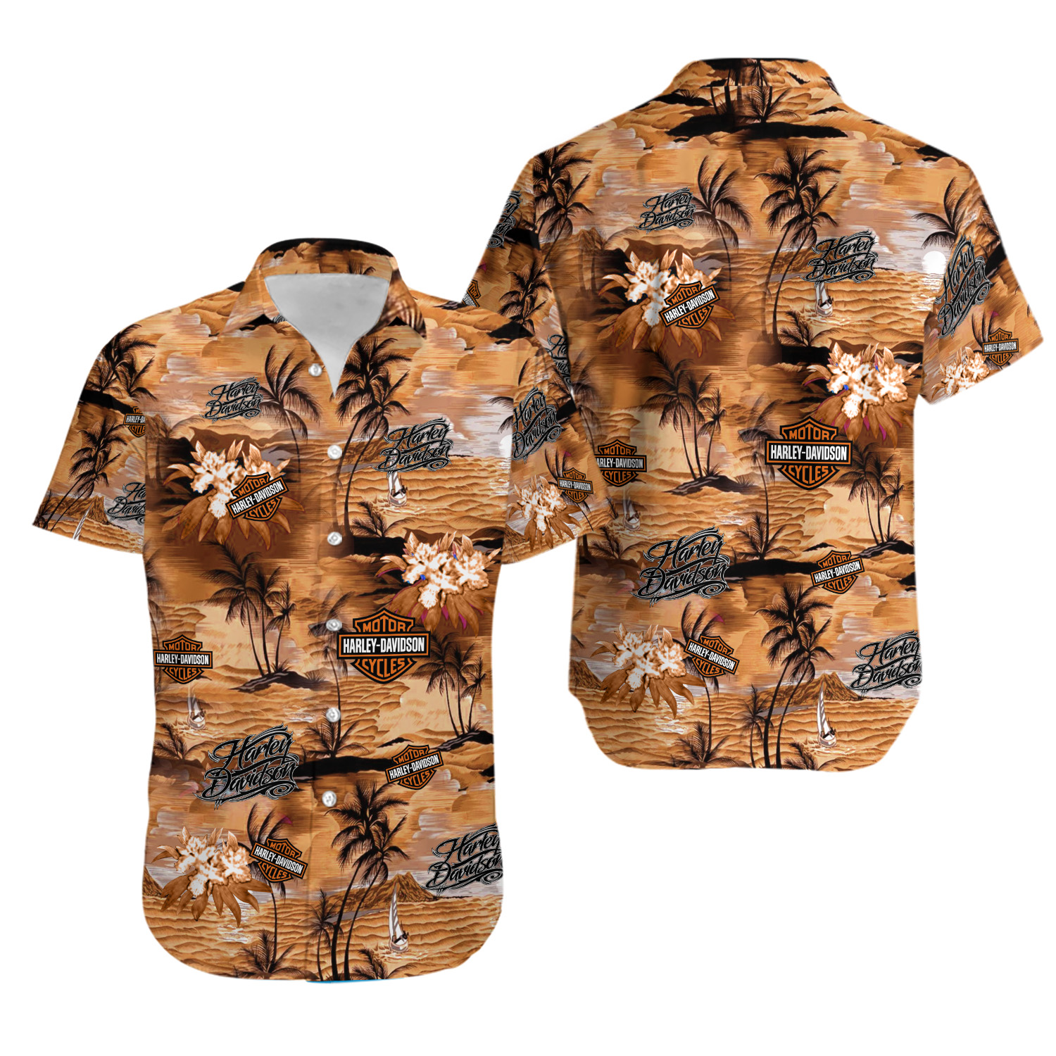 Haarleyy Davidson Hawaiian Shirt Aloha Summer Beach Button Down