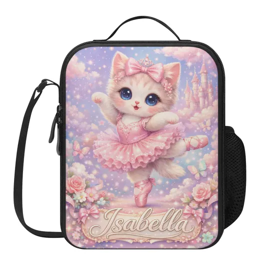 Kitten Ballerina Kitty Cat Dancer Personalized Lunch Bag