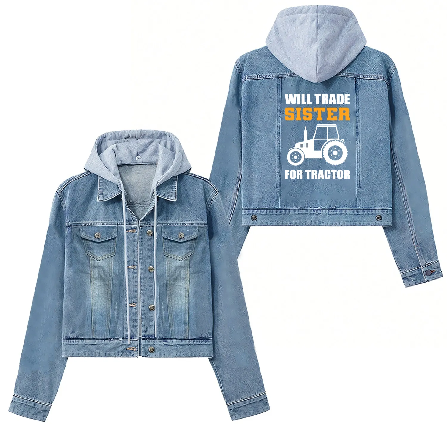 Will Trade Sister Tractor Driver Gift Women's Denim Jackets