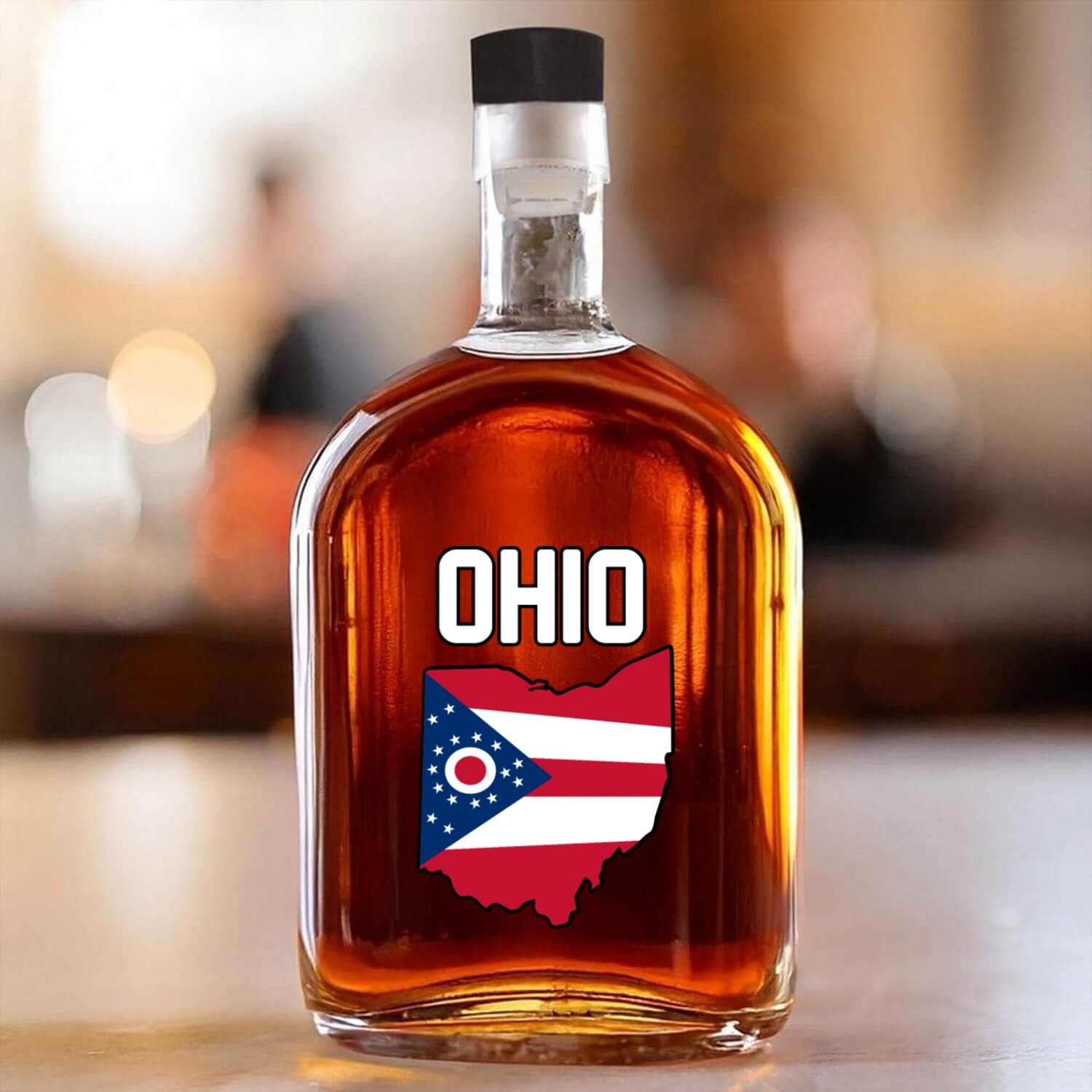 Ohio Flag Whiskey Bottles State of Ohio Outline Home Whiskey Bottles