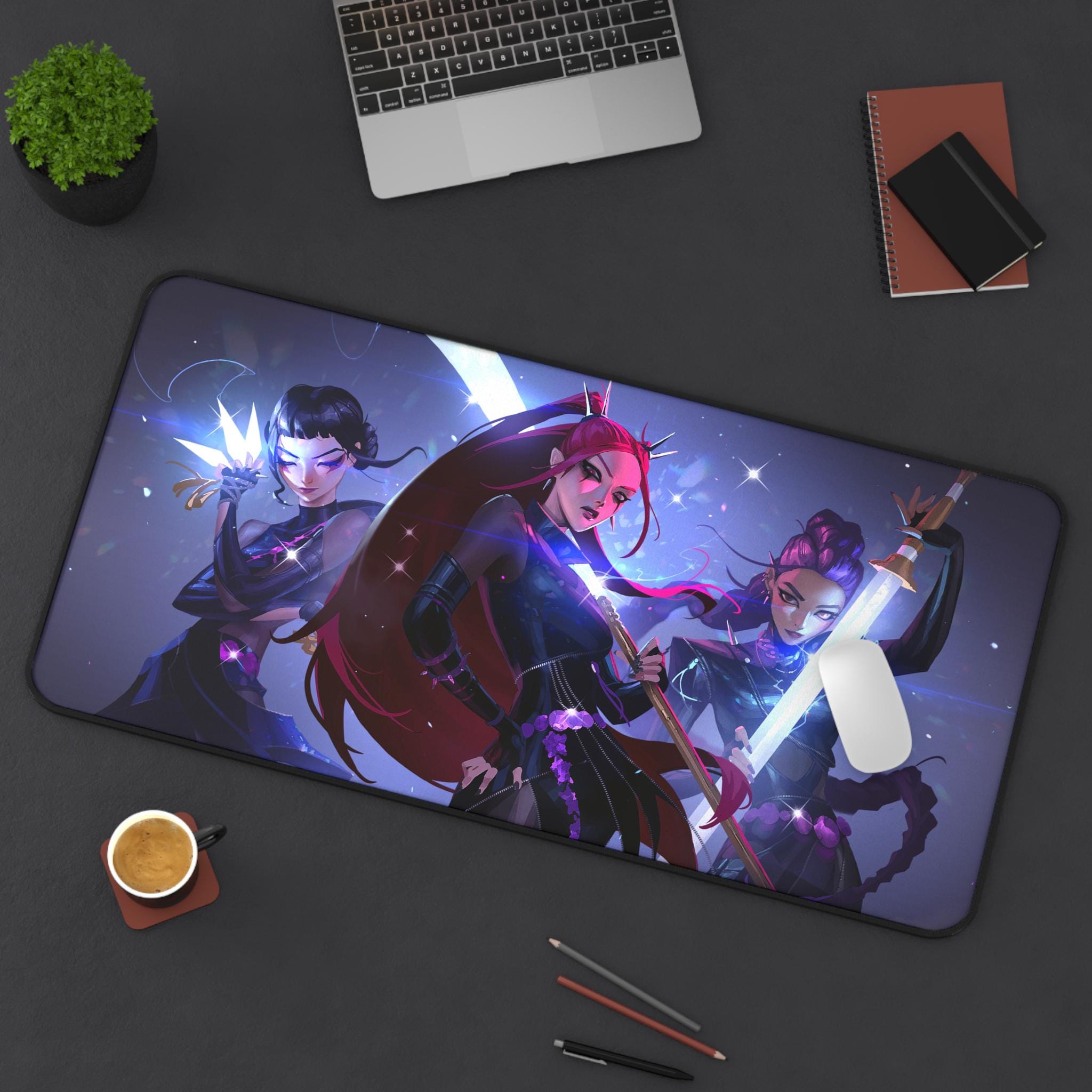 KPop Demon Hunters Desk Mat, Mira, Rumi, Zoey Gaming Mousepad, Office Desk Accessory, Computer Pad