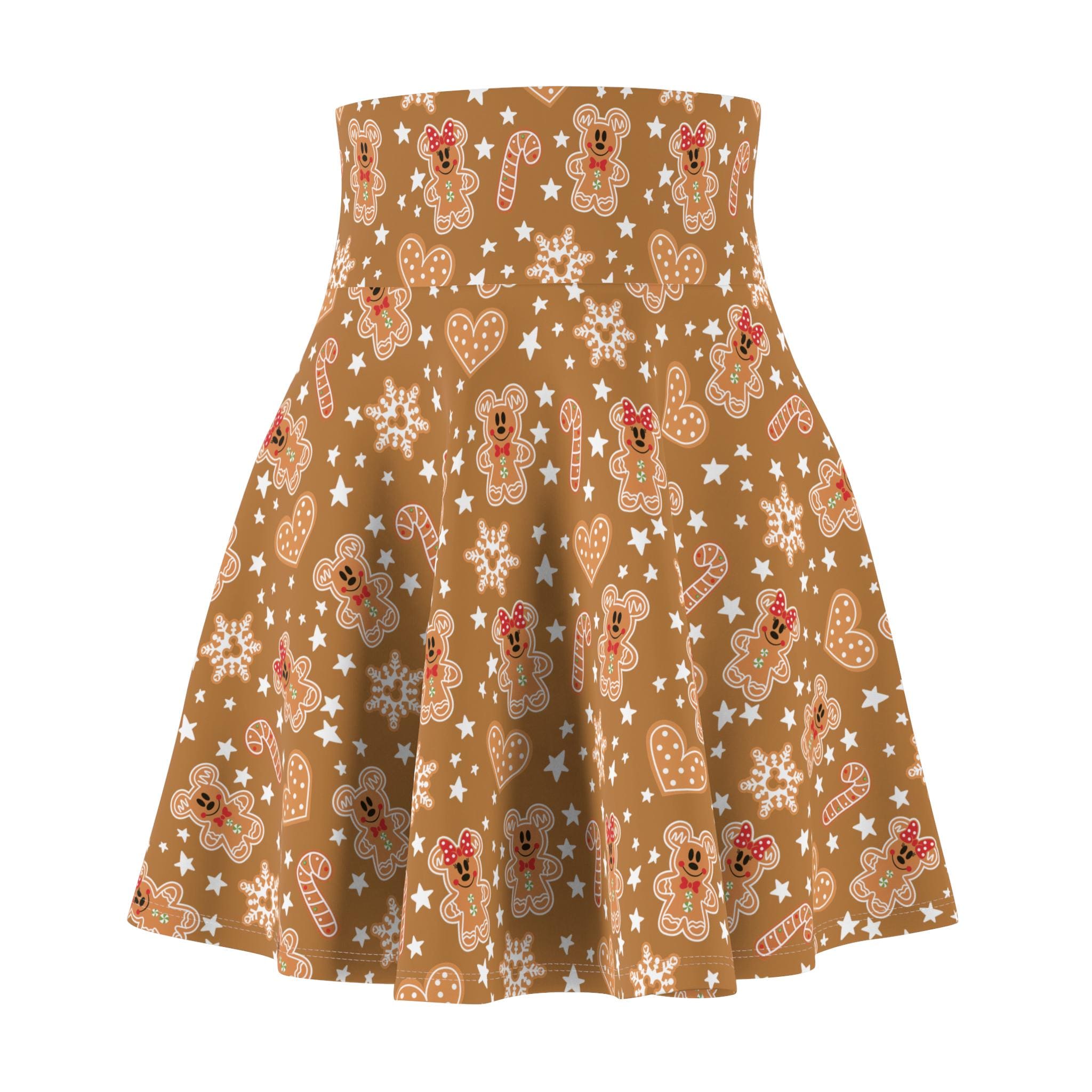 Gingerbread Print Christmas Skirt - Adult Holiday Party Apparel