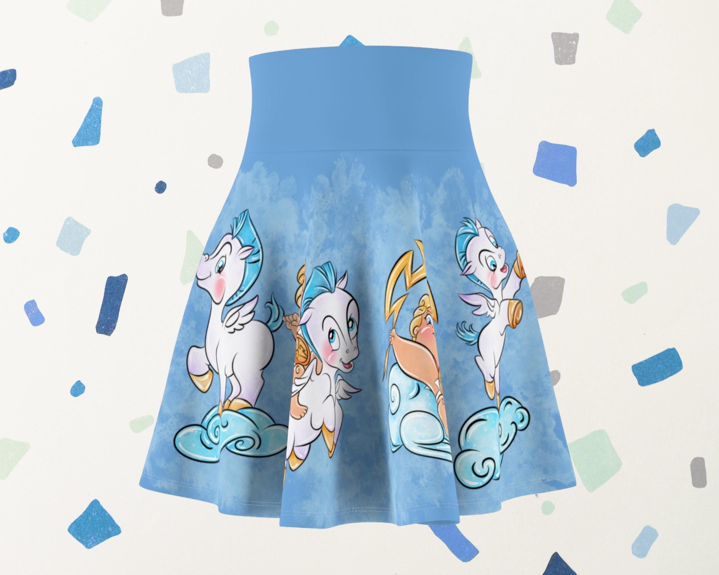 Light Blue Baby Hercules & Pegasus Inspired Running Skirt | Magical Themed Running Skirt | Women's Skater Skirt