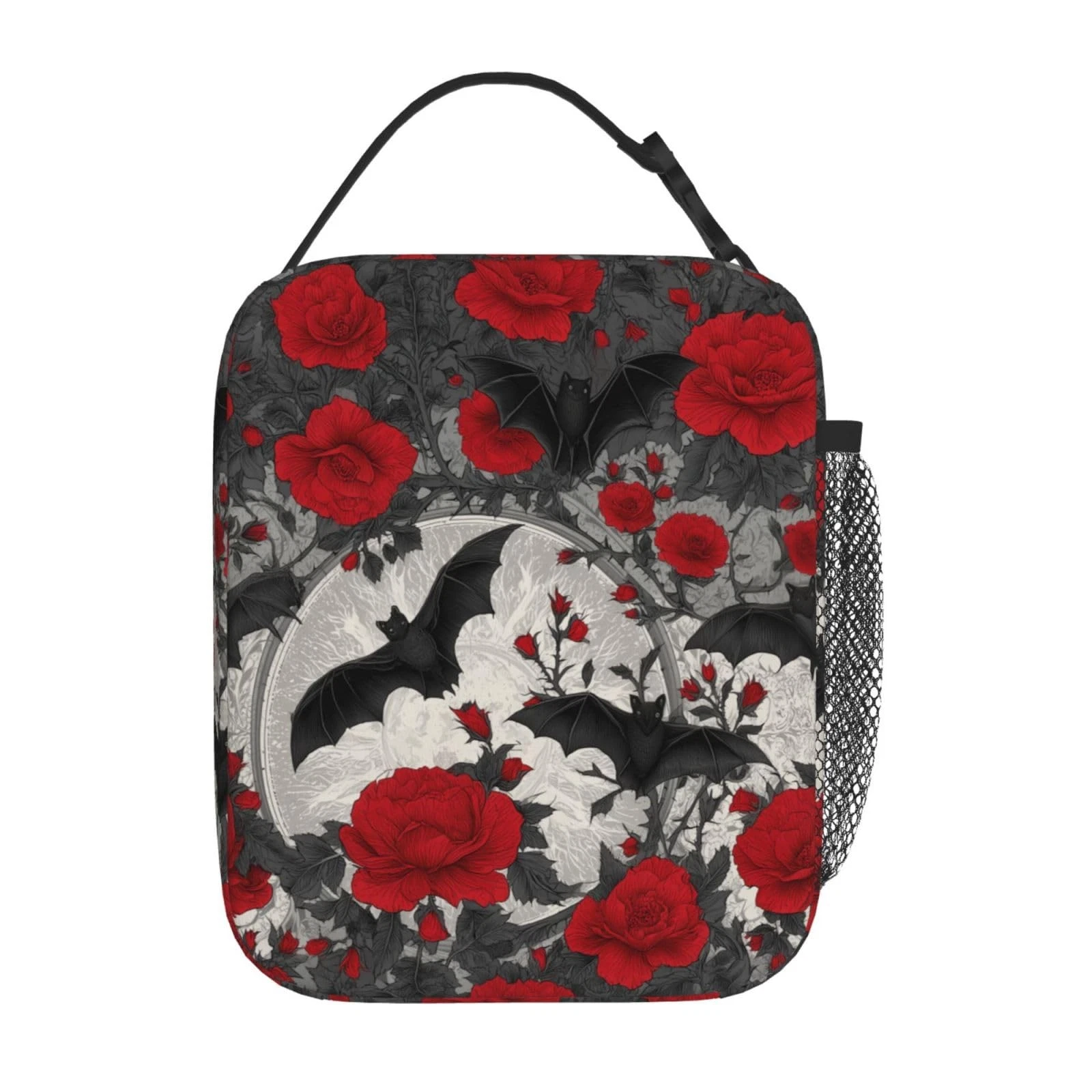 Gothic Floral Bat Lunch Bag For Girls and Boys