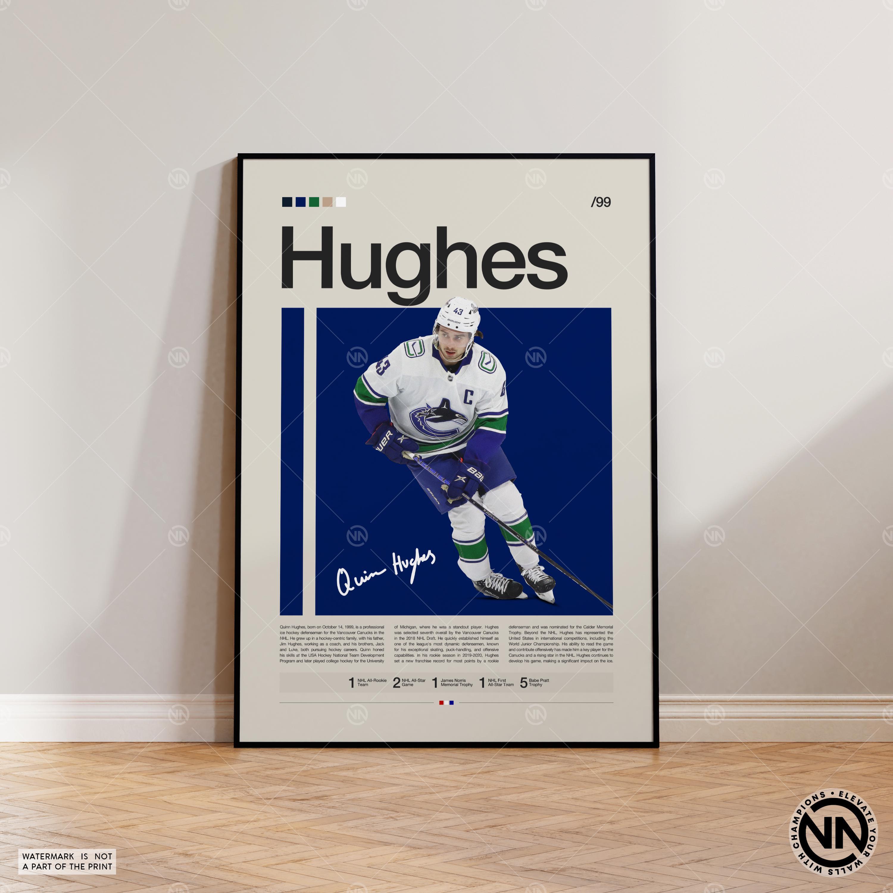 Quinn Hughes Poster, Vancouver Canucks Print, football Poster, Sports Poster, football Fans, Football Poster