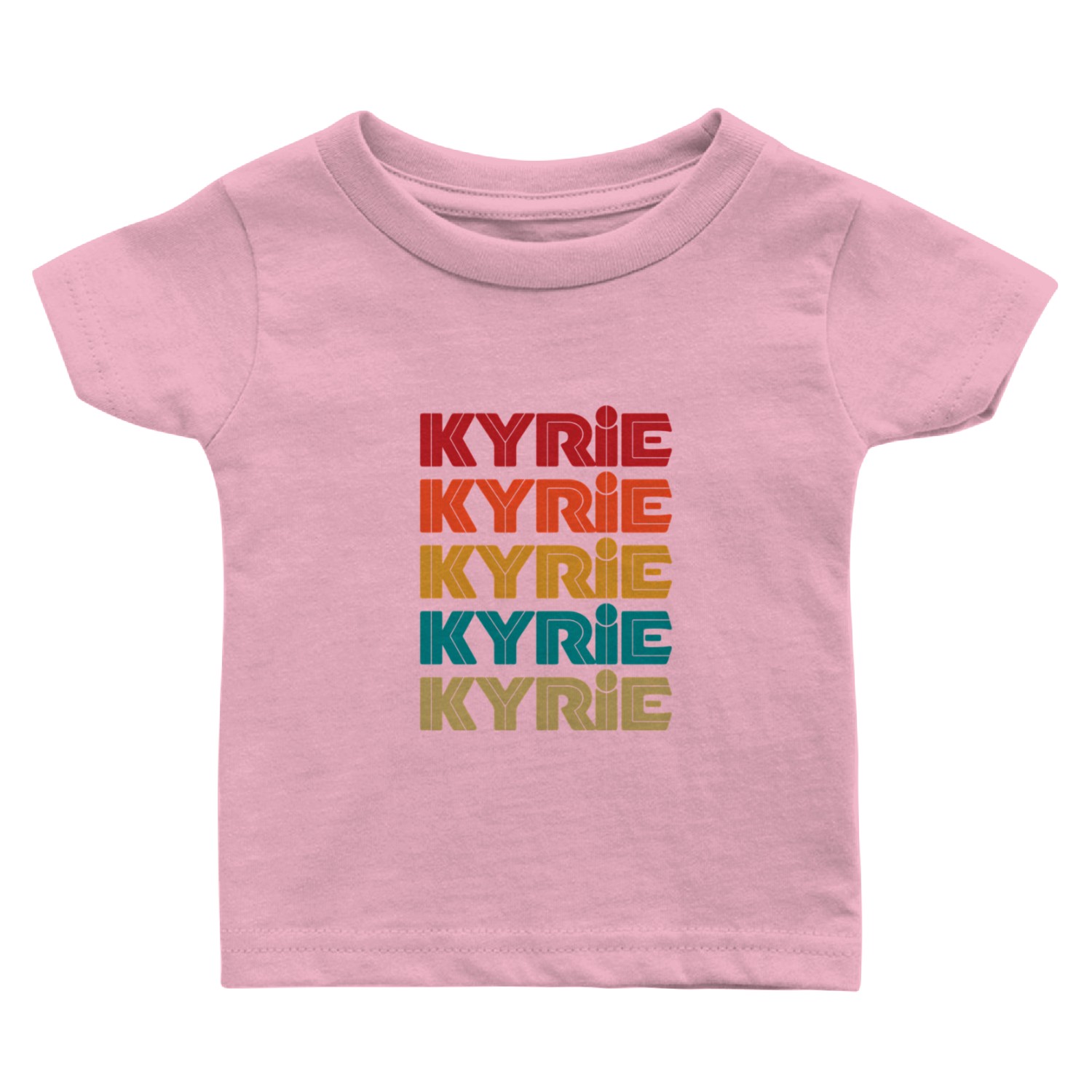 Kyrie Name Given Name Colorful Inline Font Baby T Shirts