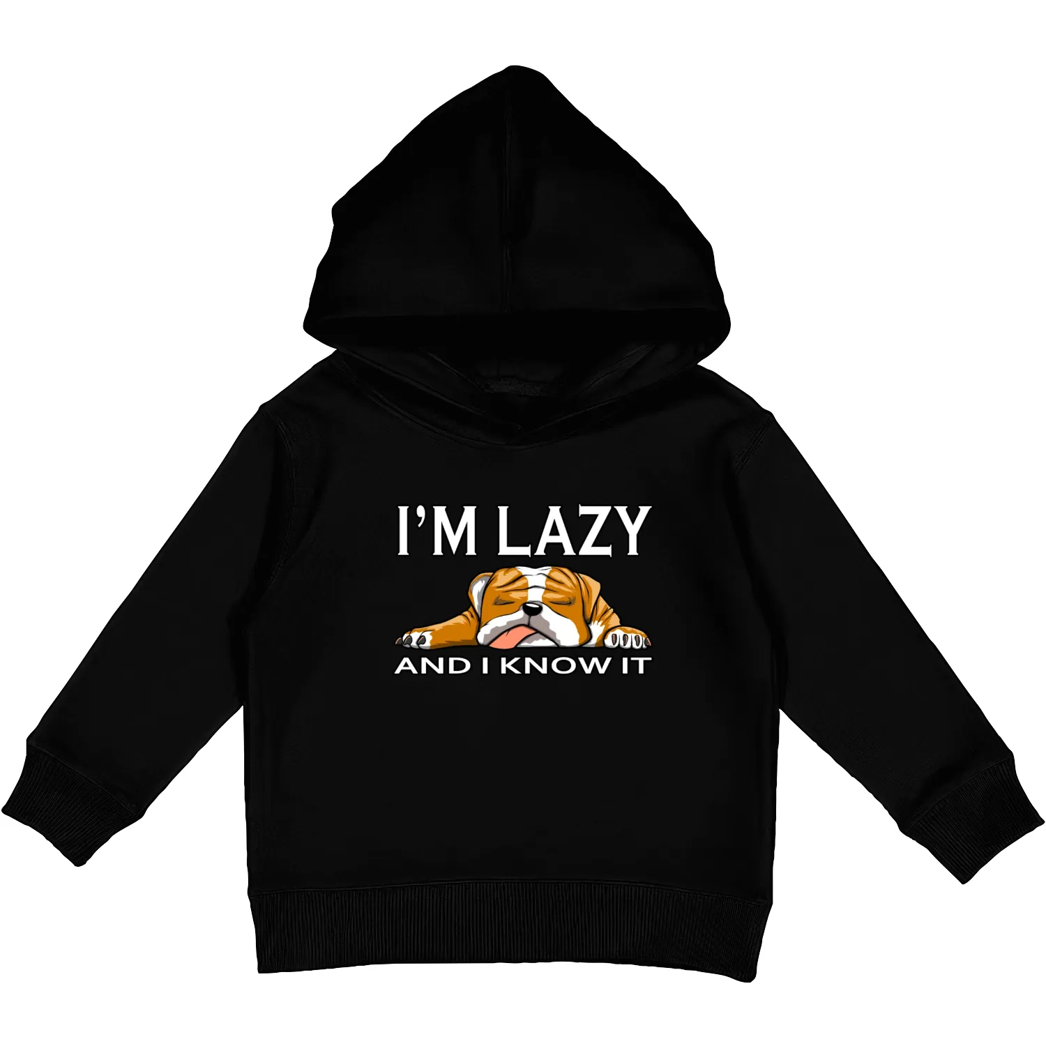 I'M LAZY AND I KNOW IT - SLEEPING ENGLISH BULLDOG Kids Pullover Hoodies