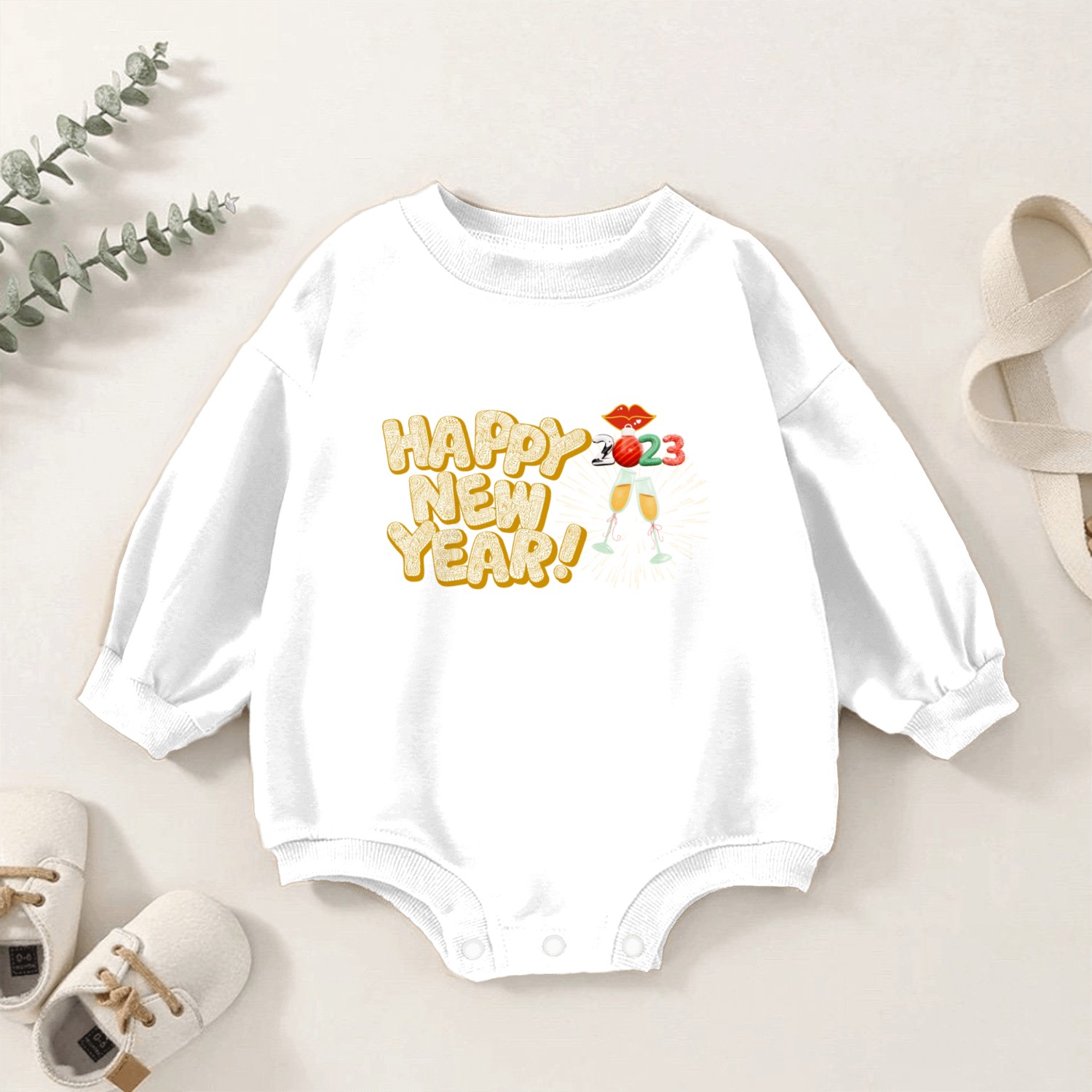 Happy New Year, 2023 Matching Family, Cheers tees Baby Romper Sweatshirts