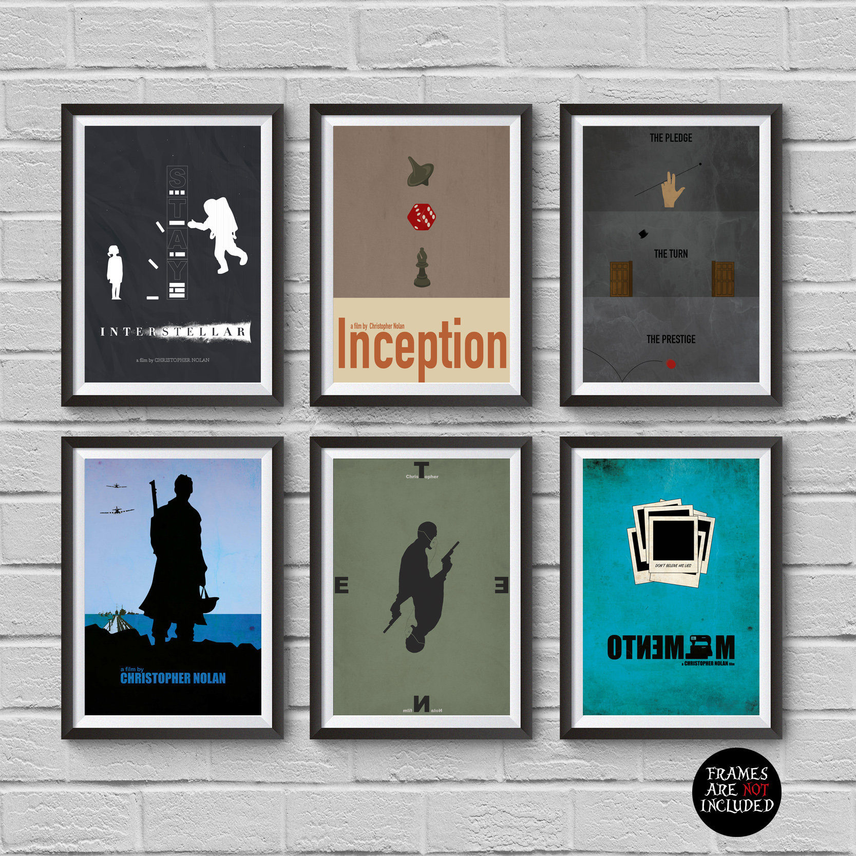 Chirstopher Nolan Minimalist Poster, Films Interstellar Inception The Prestige Dunkirk Tenet Memento Collectibles Cult Movies WallArt