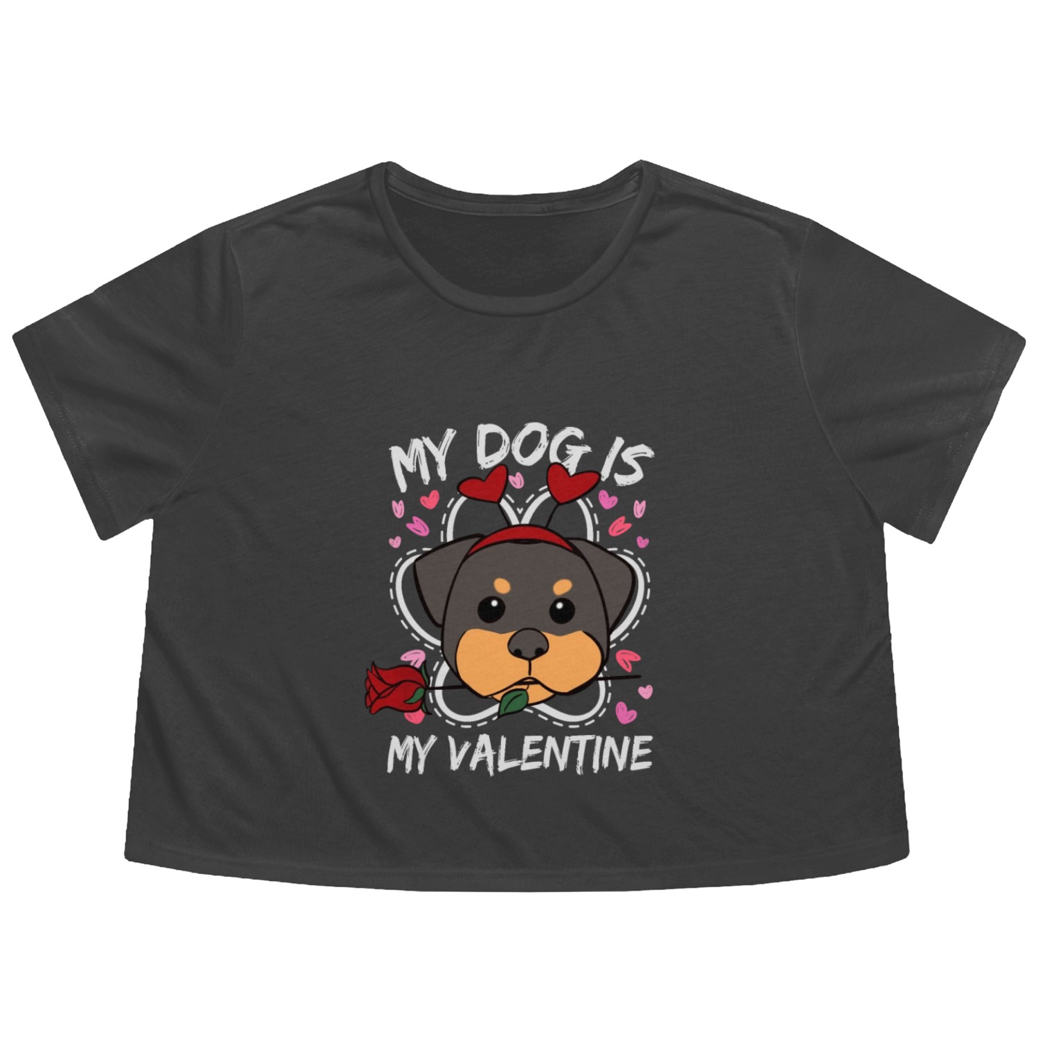 My Dog Is My Valentine Flowy Cropped Tees