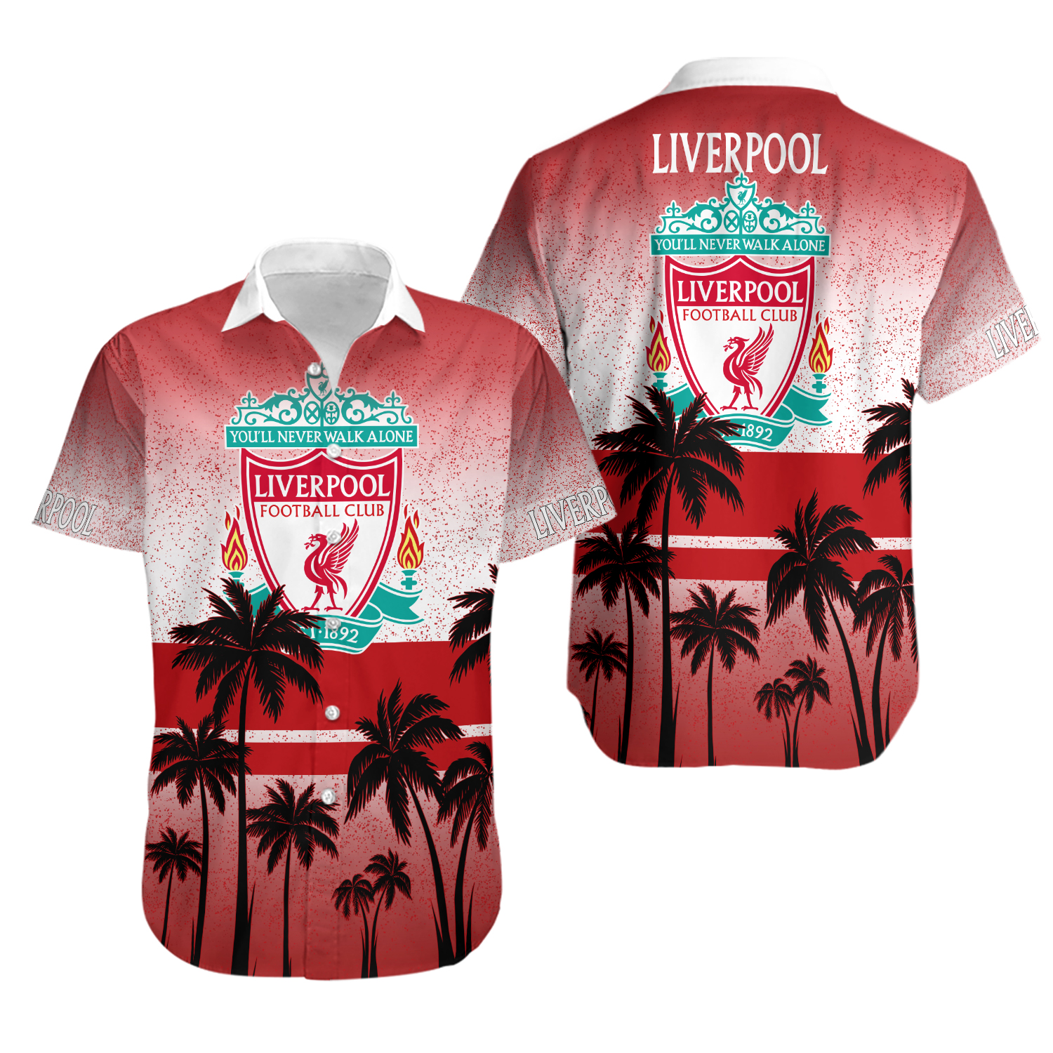 Liverpools Team Hawaiian Shirt , Button Down Full Size