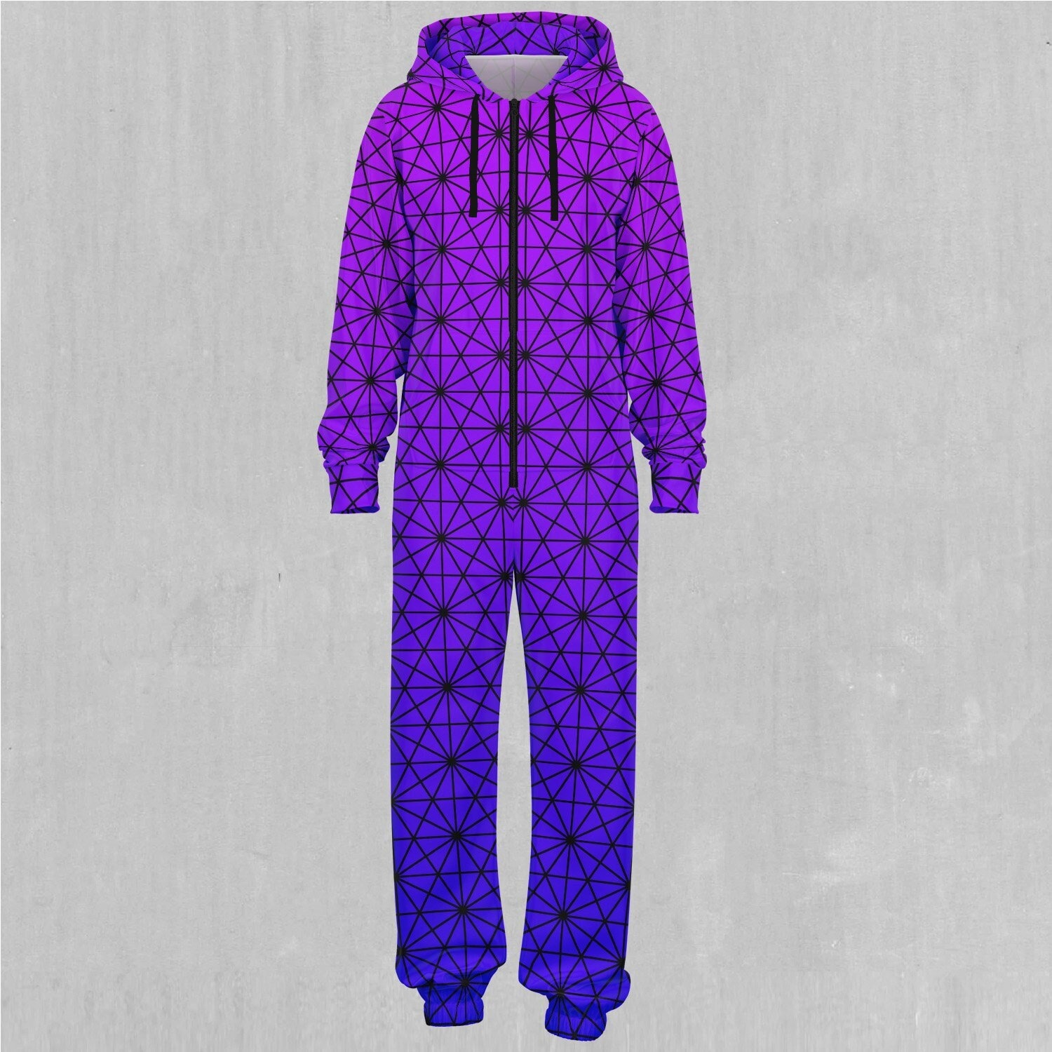 Star Net (Ultraviolet) Sacred Geometry Adult Zip Up Jumpsuit Pajamas