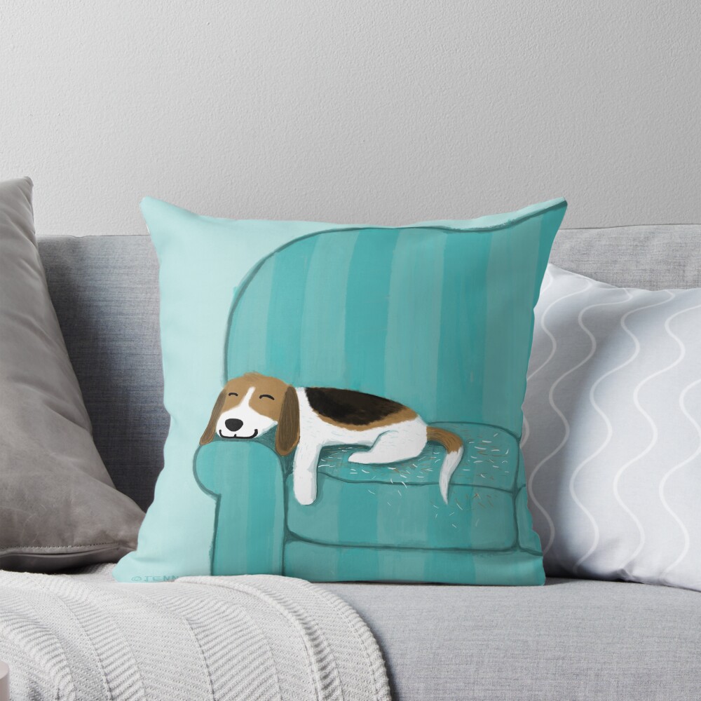 Happy Couch Dog | Cute Beagle Pillow