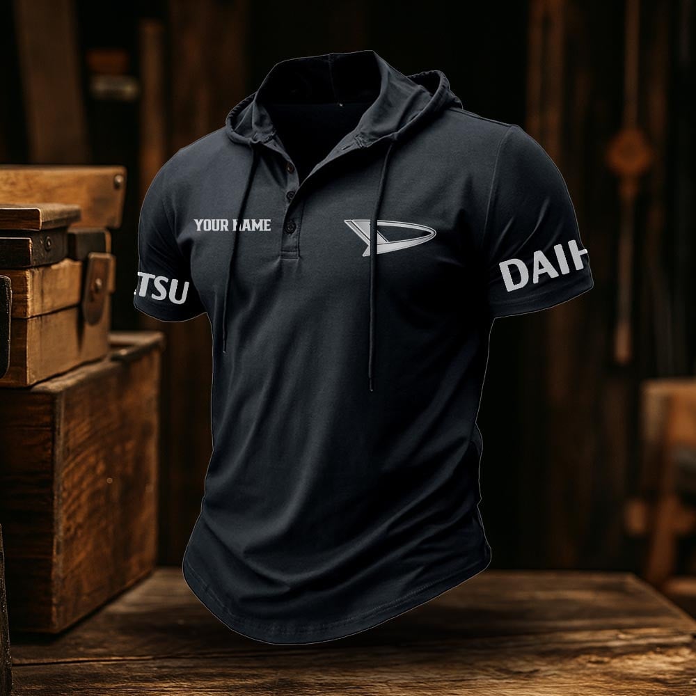 Daihatsu Truck Classic Men's Sports Fitness Hooded Short Sleeved