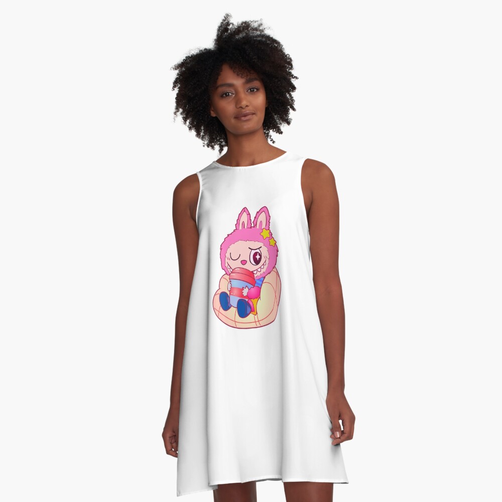 Labubu - The Monster exciting Macarons Vinyl Face A-Line Dress, Gift for Her