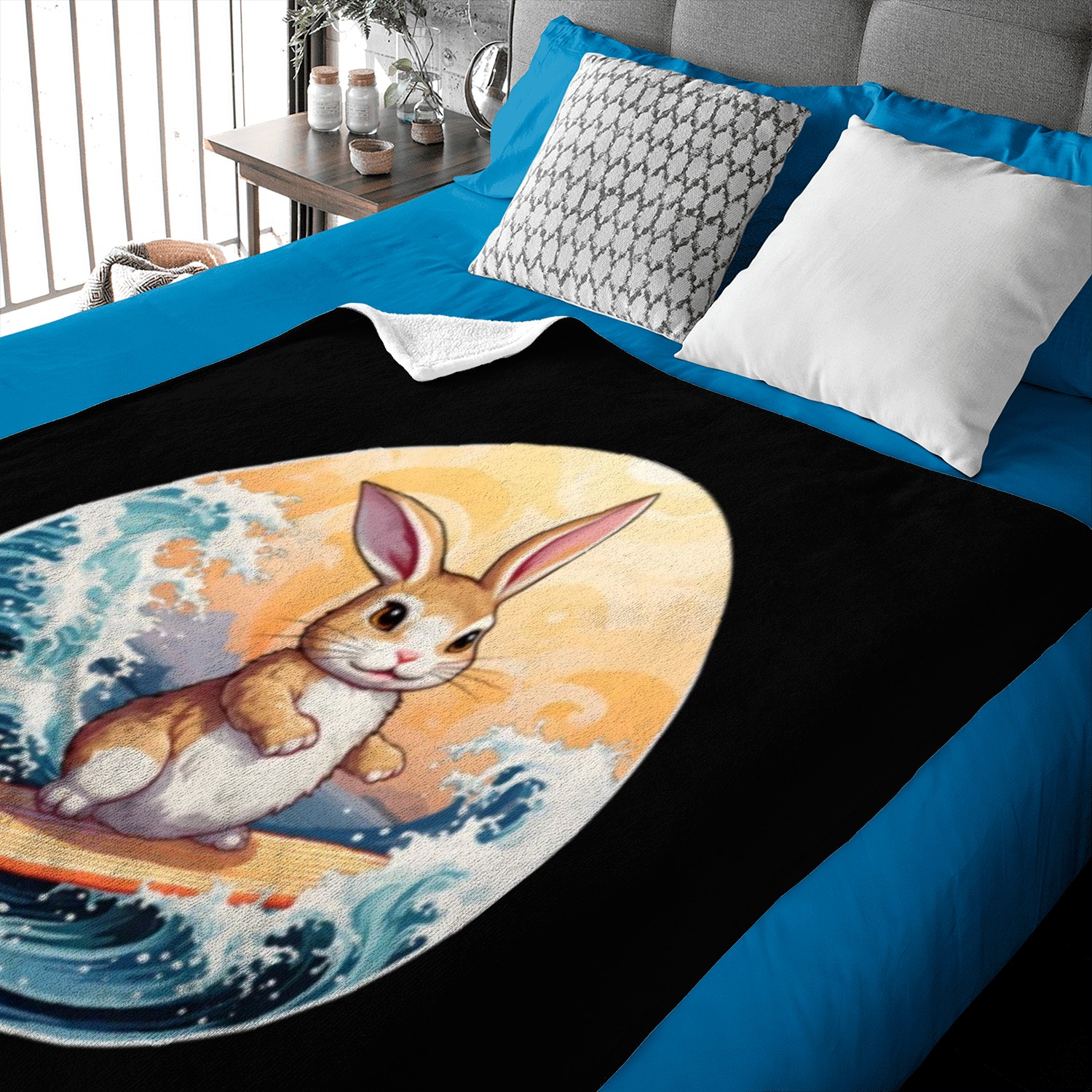 Surfboard rabbit Baby Blankets