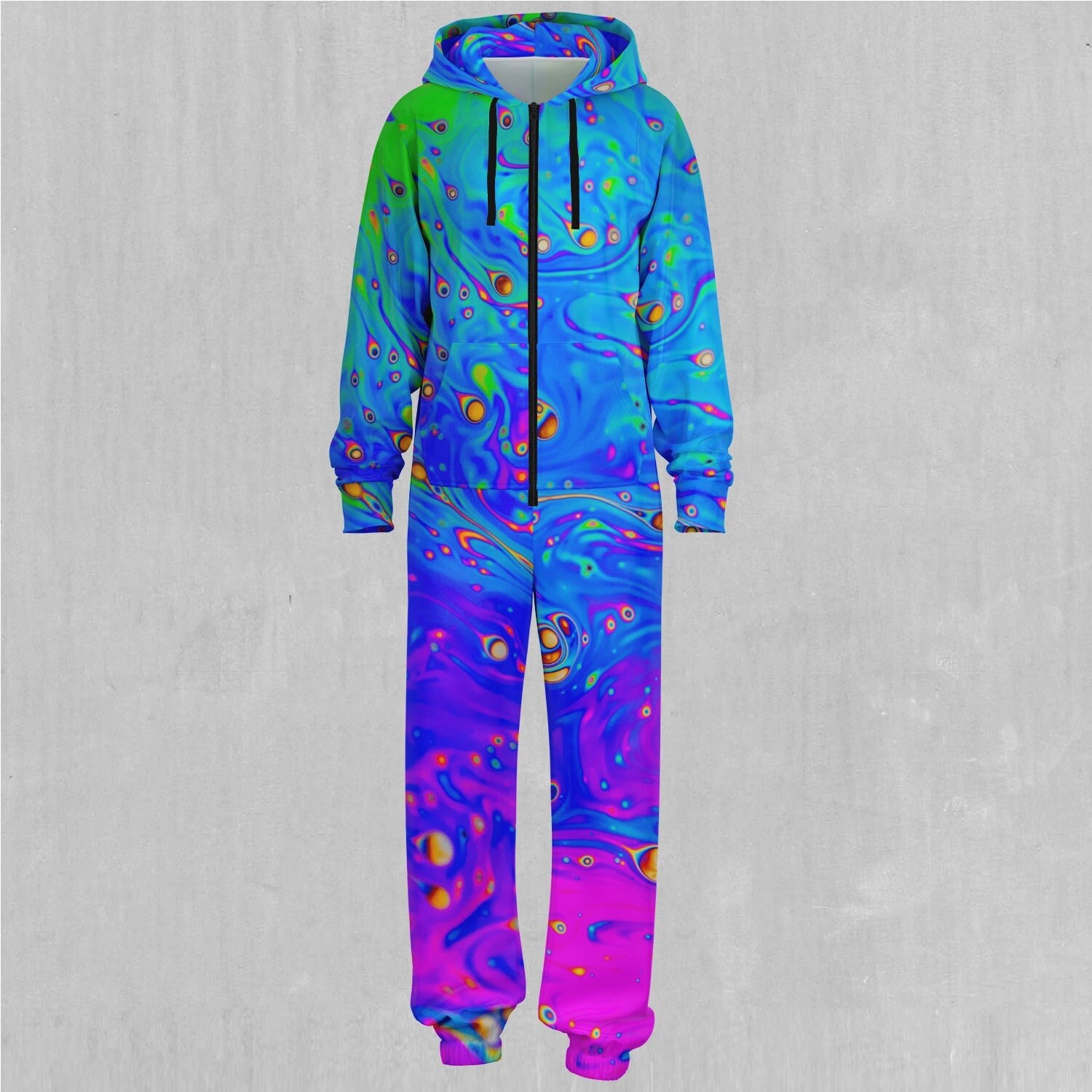 Liquified Psychedelic Adult Zip Up Jumpsuit Pajamas