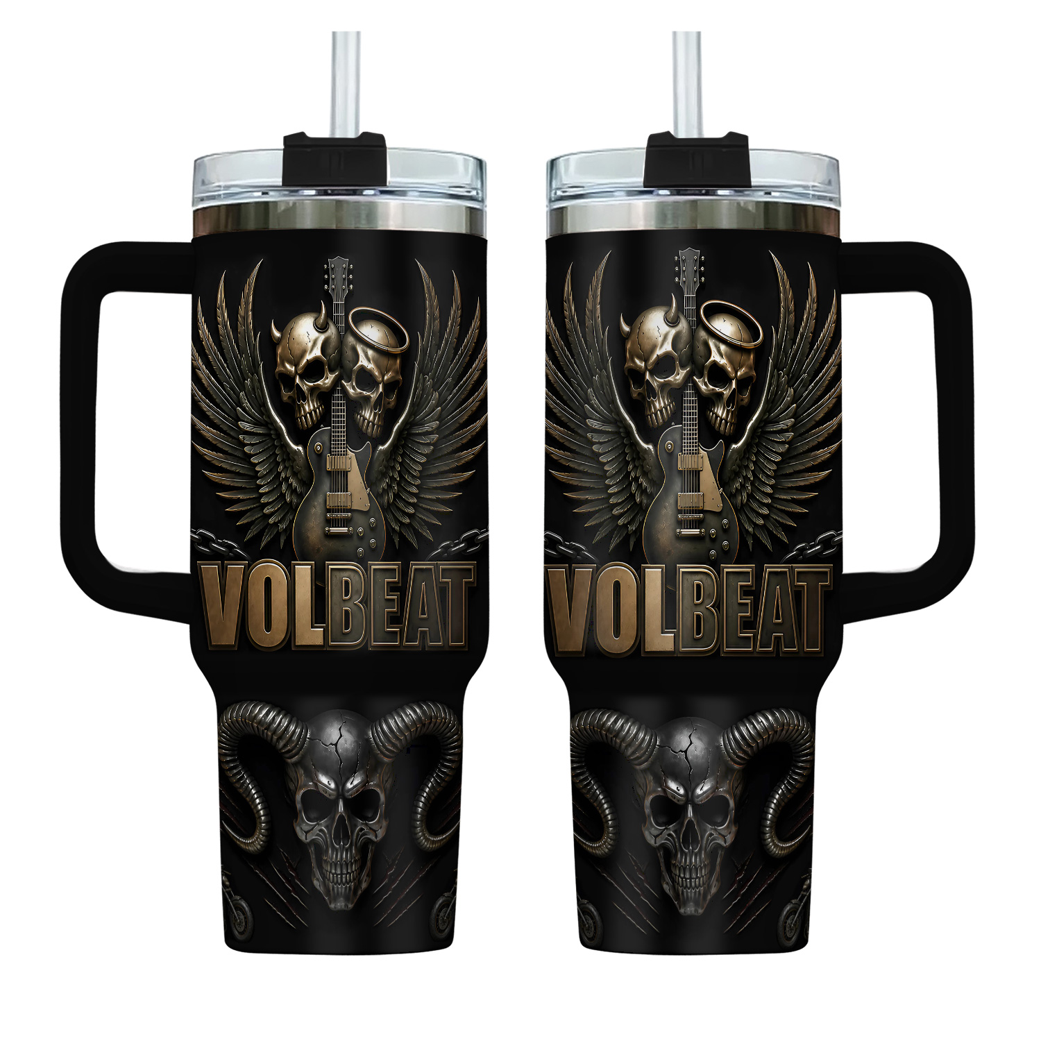 Volbeat Vintage Rock N Roll Tumbler 40 oz with Handle