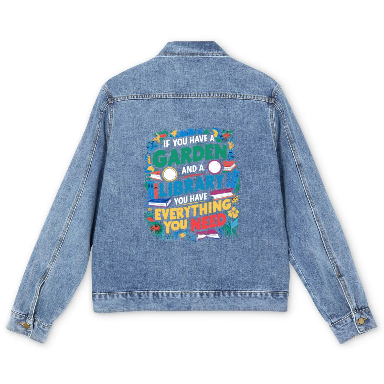 Reading & Gardening - Cozy Life Quote Men's Denim Jackets