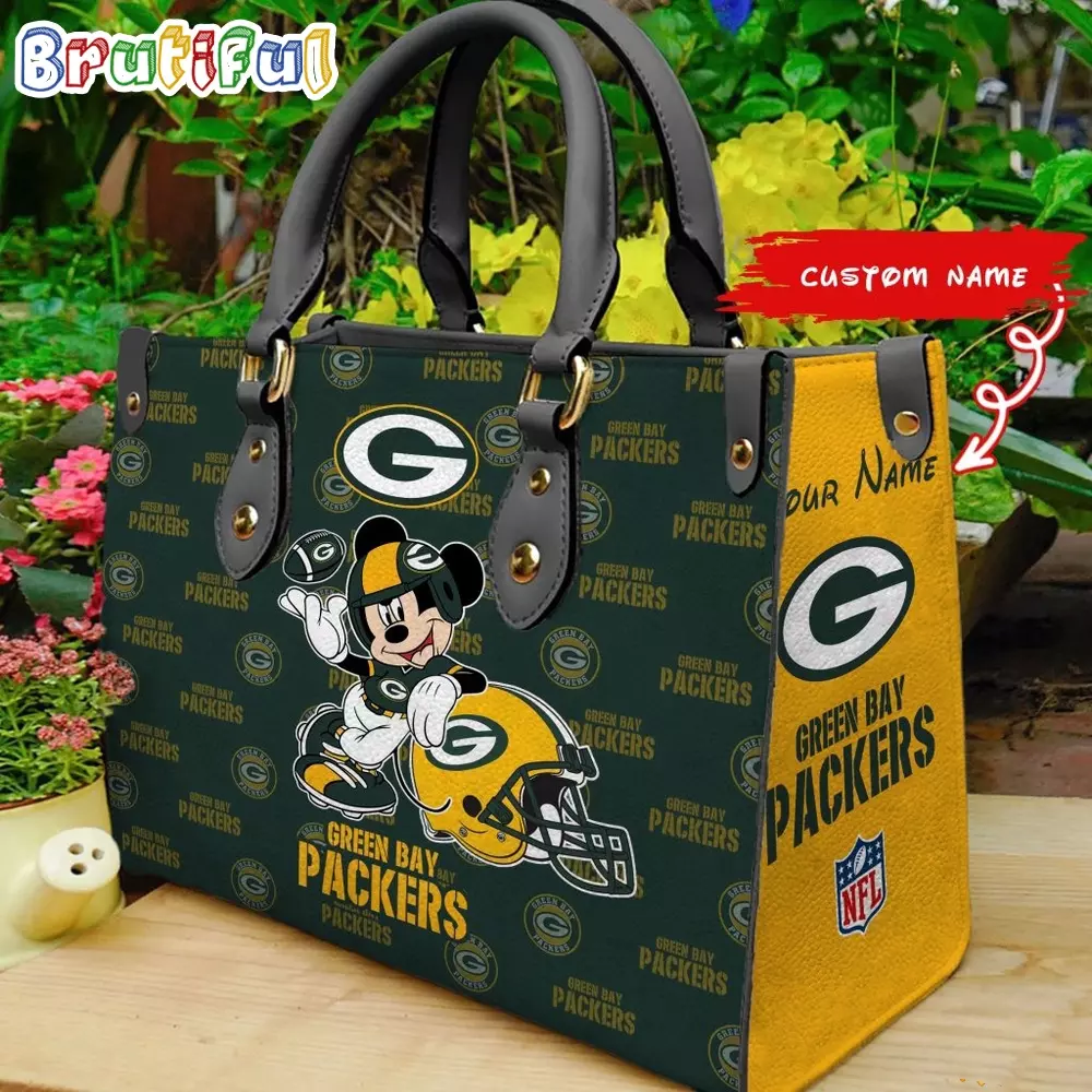 Personalized Green Bayss Team Packerss Football Bag, Leather Handbag