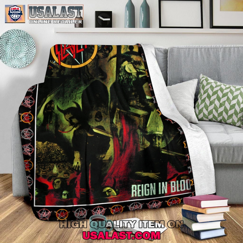 Slayer Band Reign In Blood Album Fleece Quilt Blanket