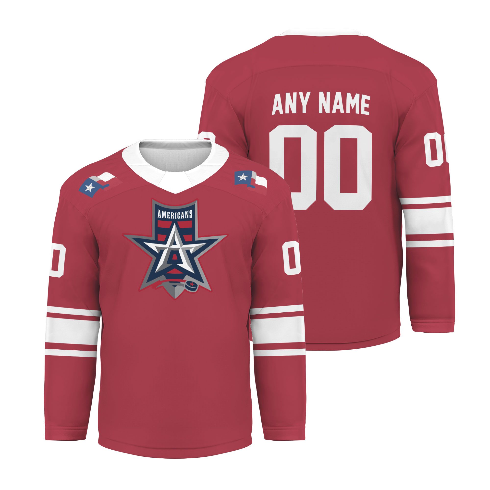 Personalized Allen Americans Red V-shaped Hockey Shirt Men's Fan Gear Xmas Gift