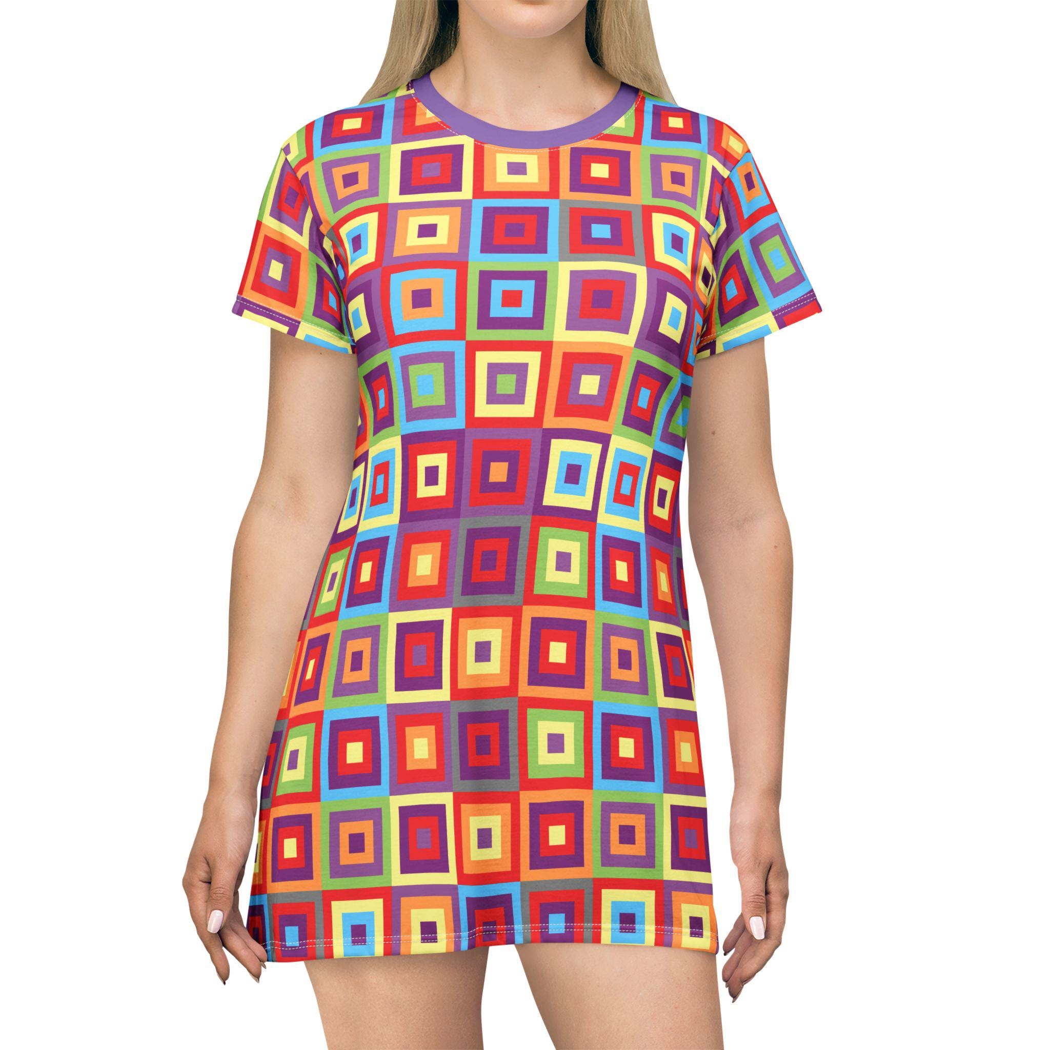 Vibrant Geometric T-Shirt Dress
