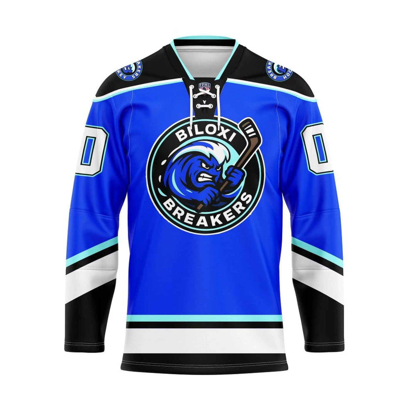 Biloxi Breakers Personalized Blue Lace Hockey Shirt Fan Gear