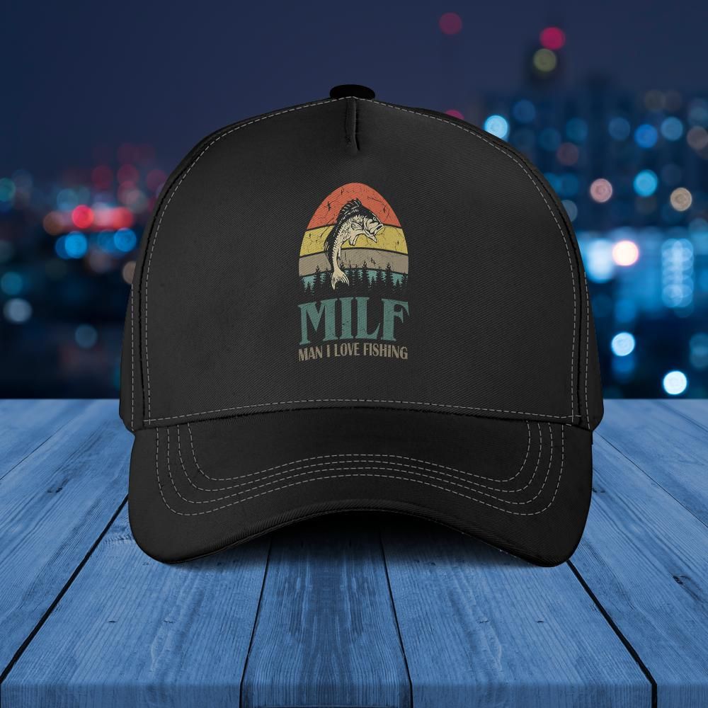 Milf-man I Love Fishing Funny Baseball Caps