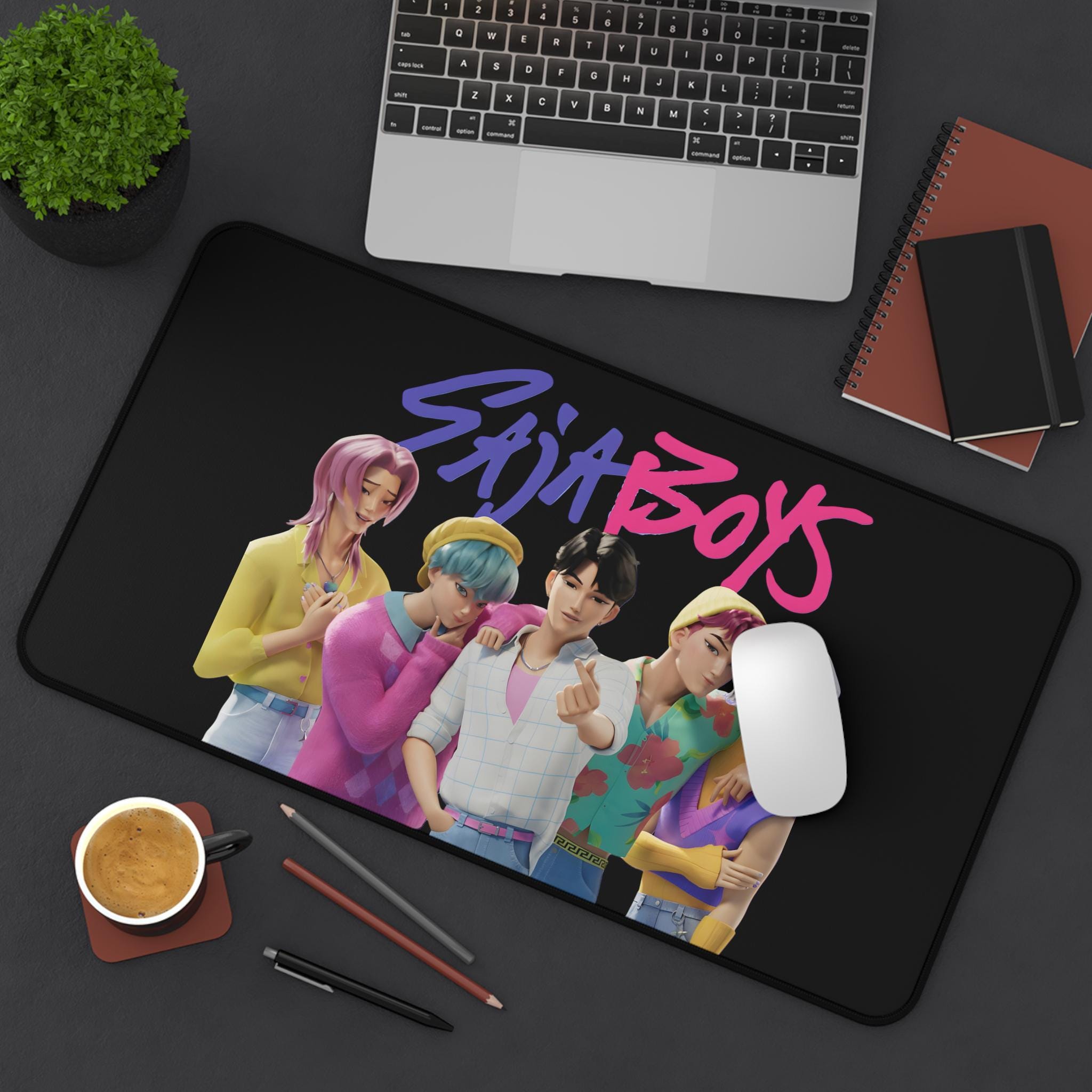 Saja Boys Desk Mat, Kpop Demon Hunters Golden Huntrx Girls K-pop Saja Boys Soda Pop Anime, Gaming Mouse Pad,