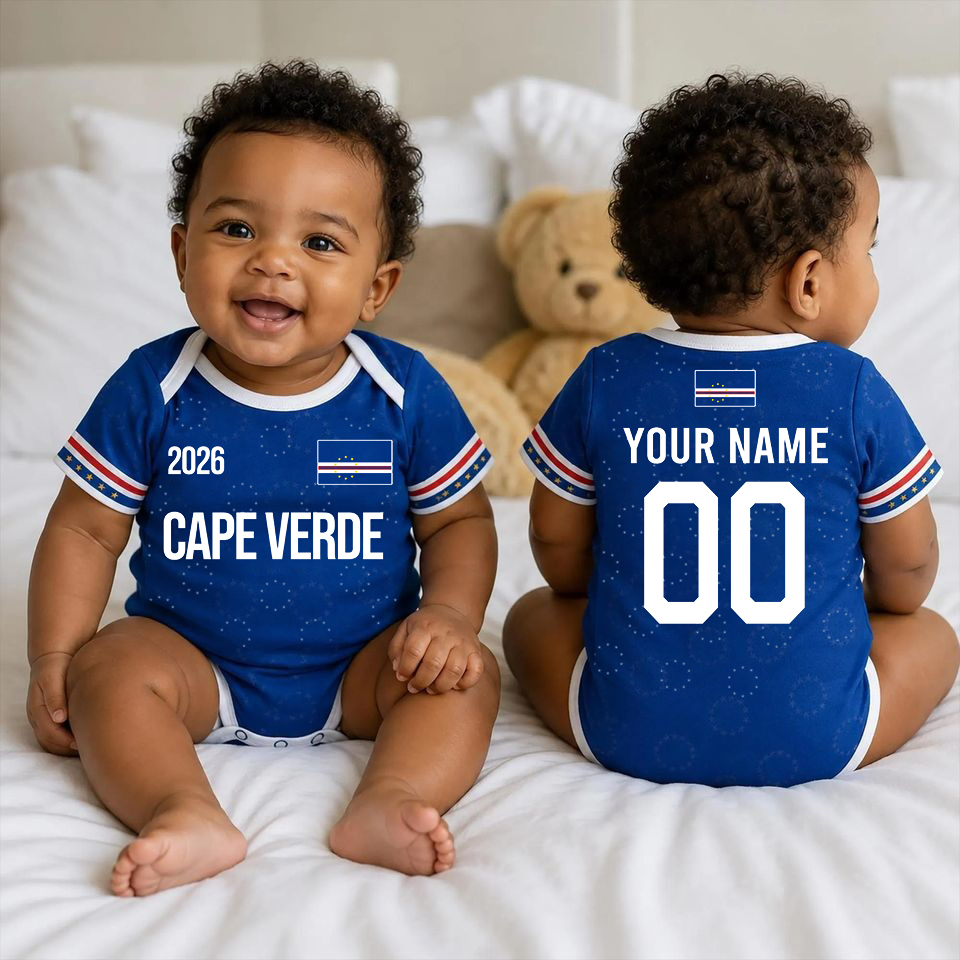 Custom Cape Verde Baby Bodysuit 2026, Personalized Soccer Baby Onesie, Cape Verde Flag Infant Shirt, Custom Name Number