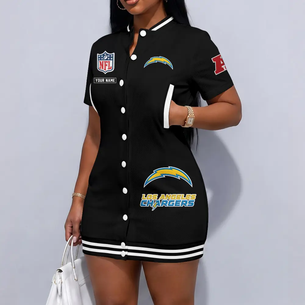 Los Angeles Chargers Women Baseball Button Front Dress