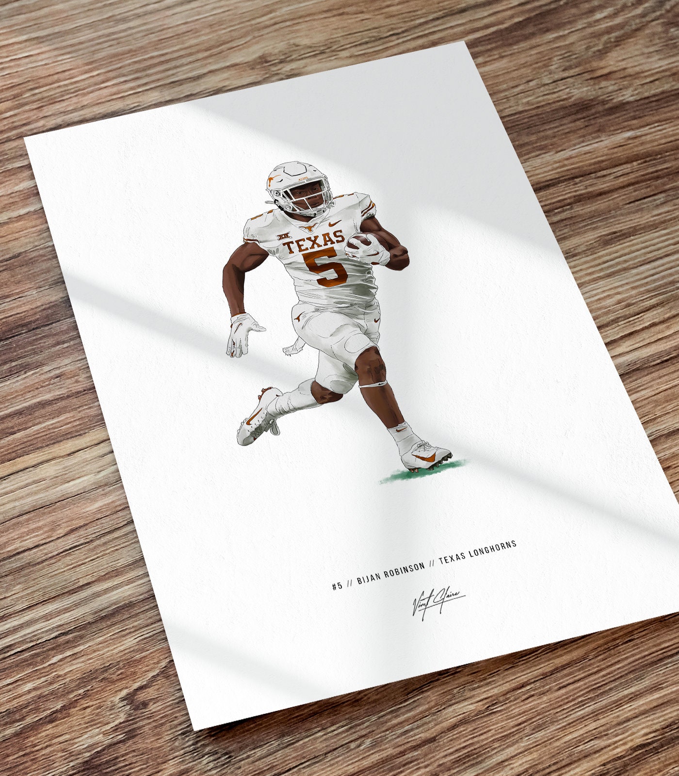 Bijan Robinson Football Illustrated Art Print Poster, Bijan Robinson Poster