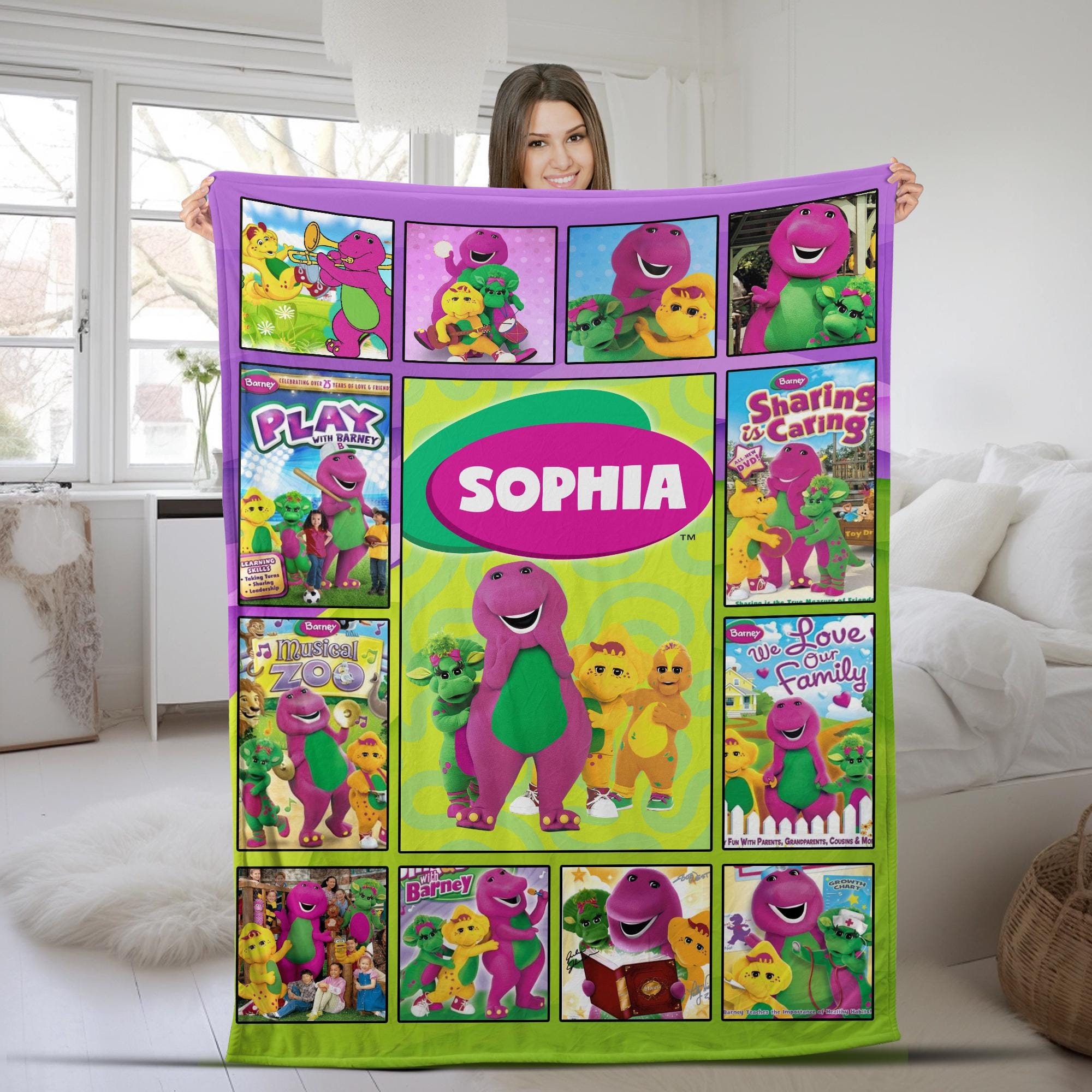 Barney and Friends Custom Blanket/Barney the Dinosaur Blanket/Personalized Barney Gift/Dinosaur Lover Blanket/Birthday Gift